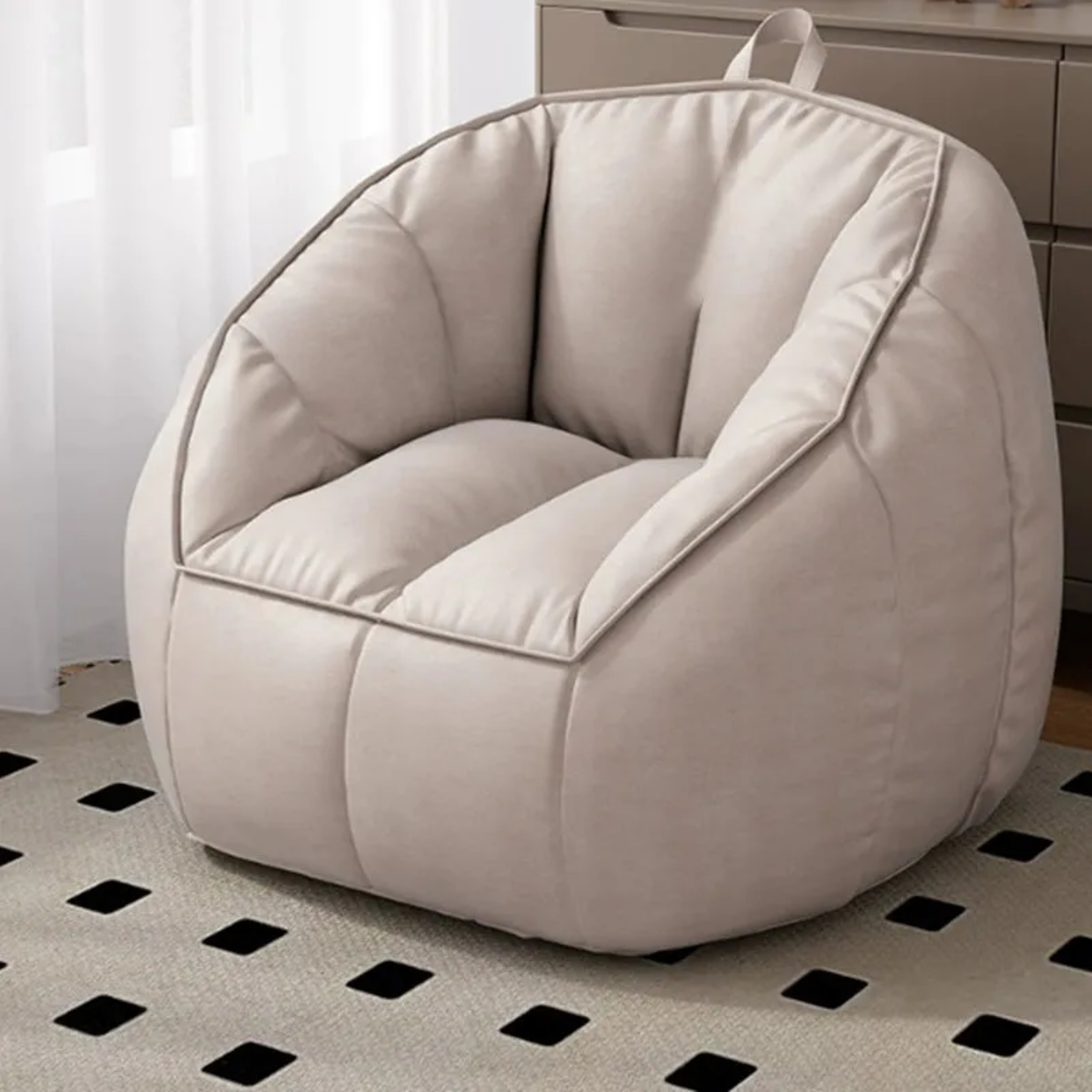 Minimalist tech cloth beige accent chairs