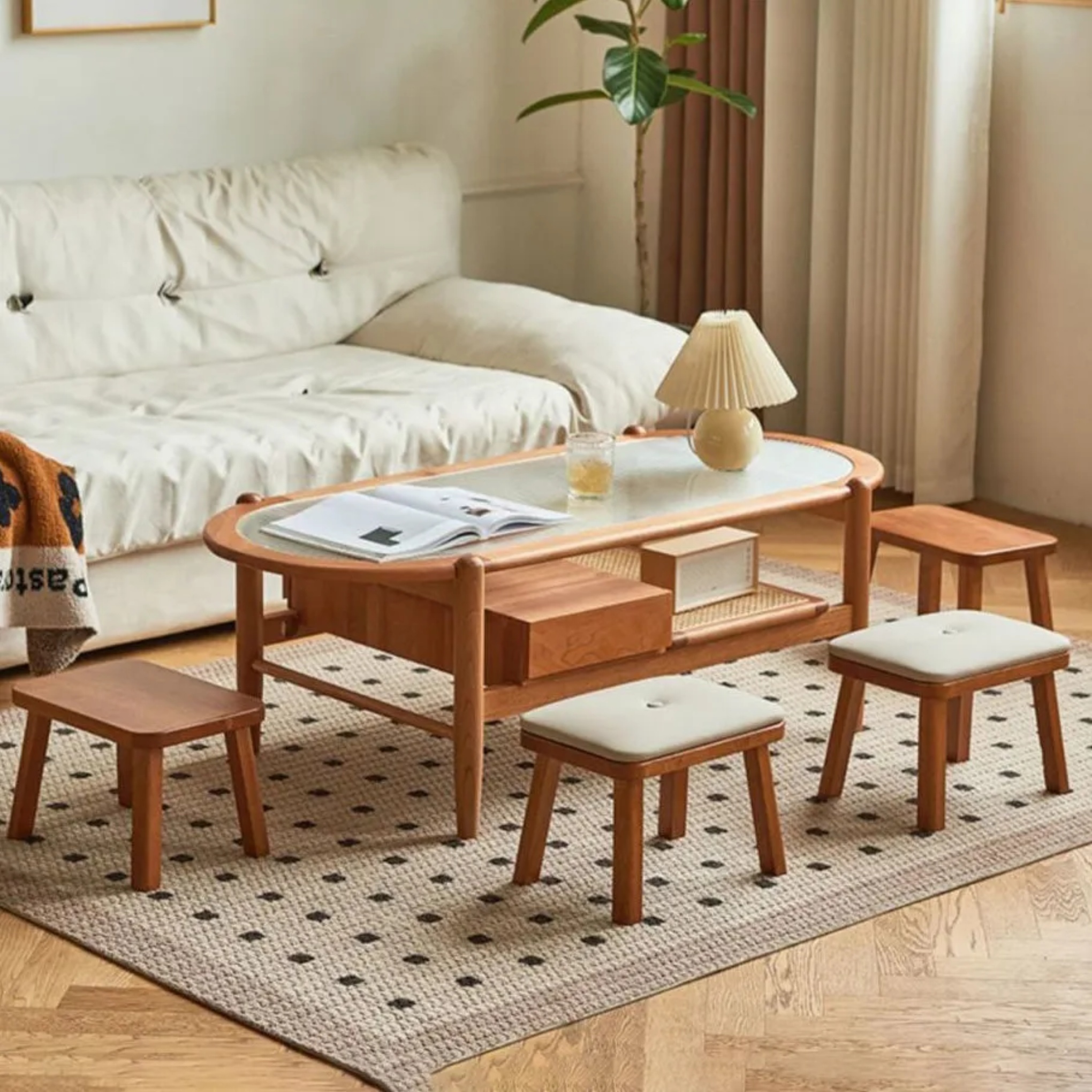 Minimalist solid accent chairs in leather — Walnut