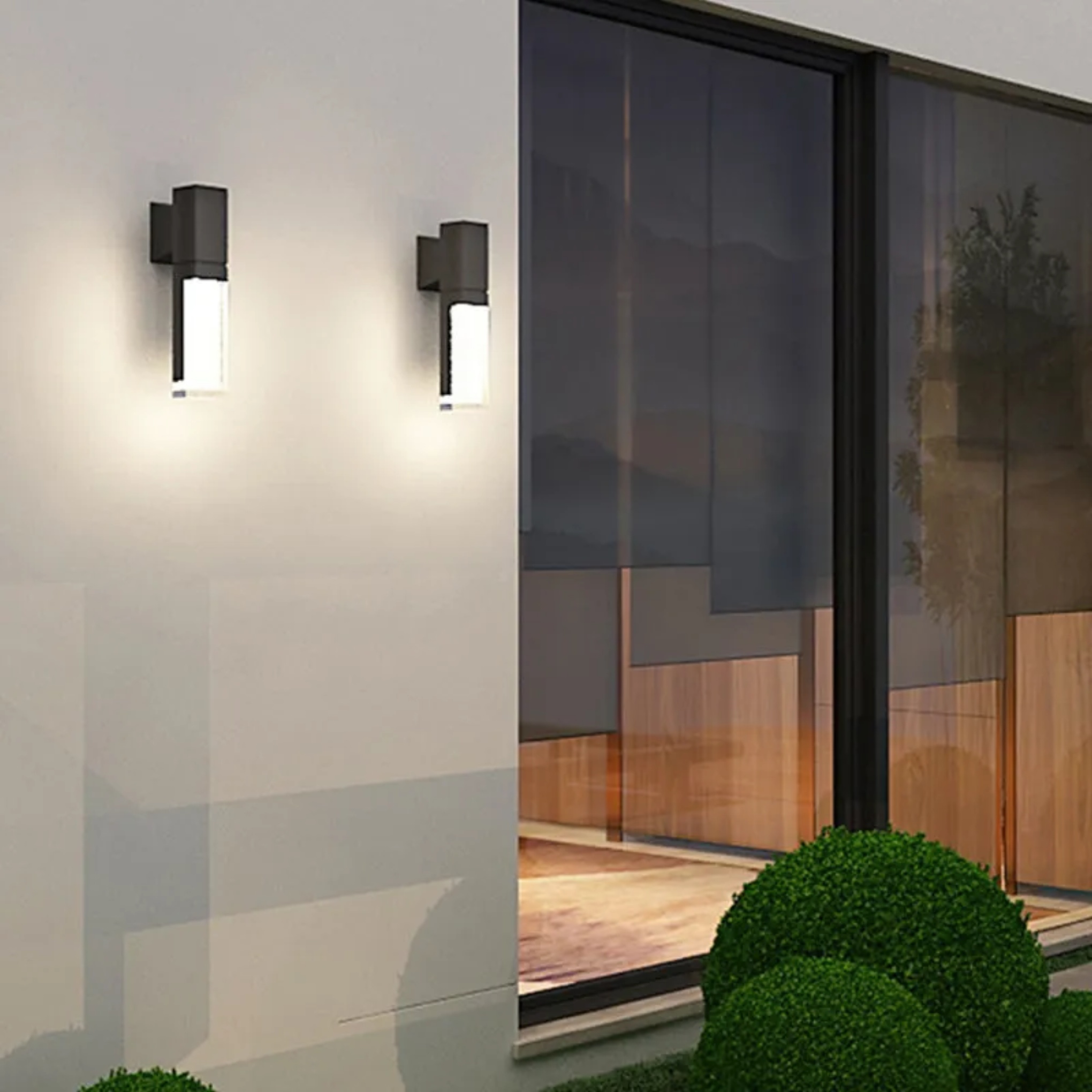 Gray minimalist rectangle wall sconces — Warm White (3000K) / Matte Black / 110V-120V (US/CA