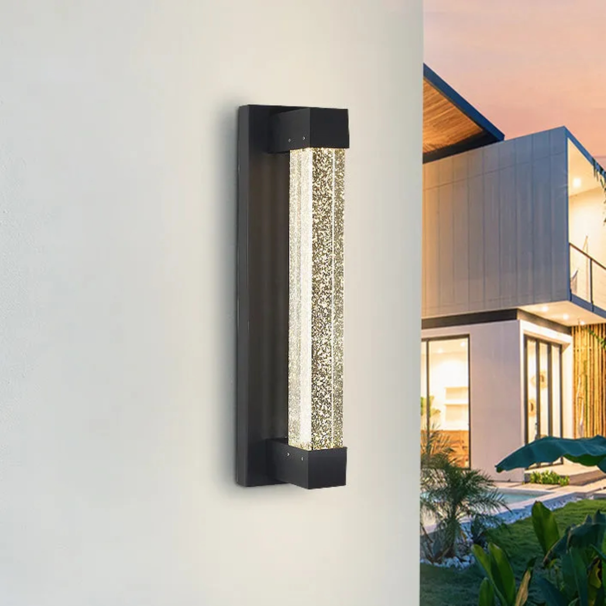 Black minimalist rectangle outdoor wall lighting — 110V-120V (US/CA)