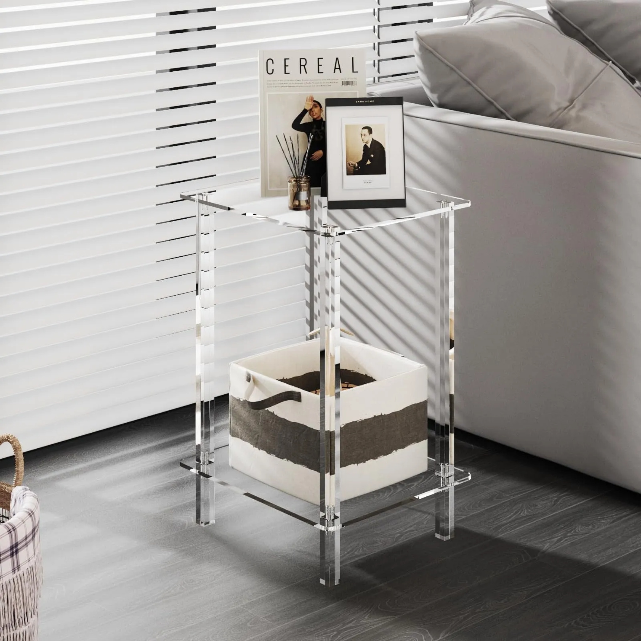 Wood creative 2-tier rectangular end & side tables