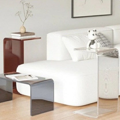 Gray minimalist rectangular end & side tables — Transparent