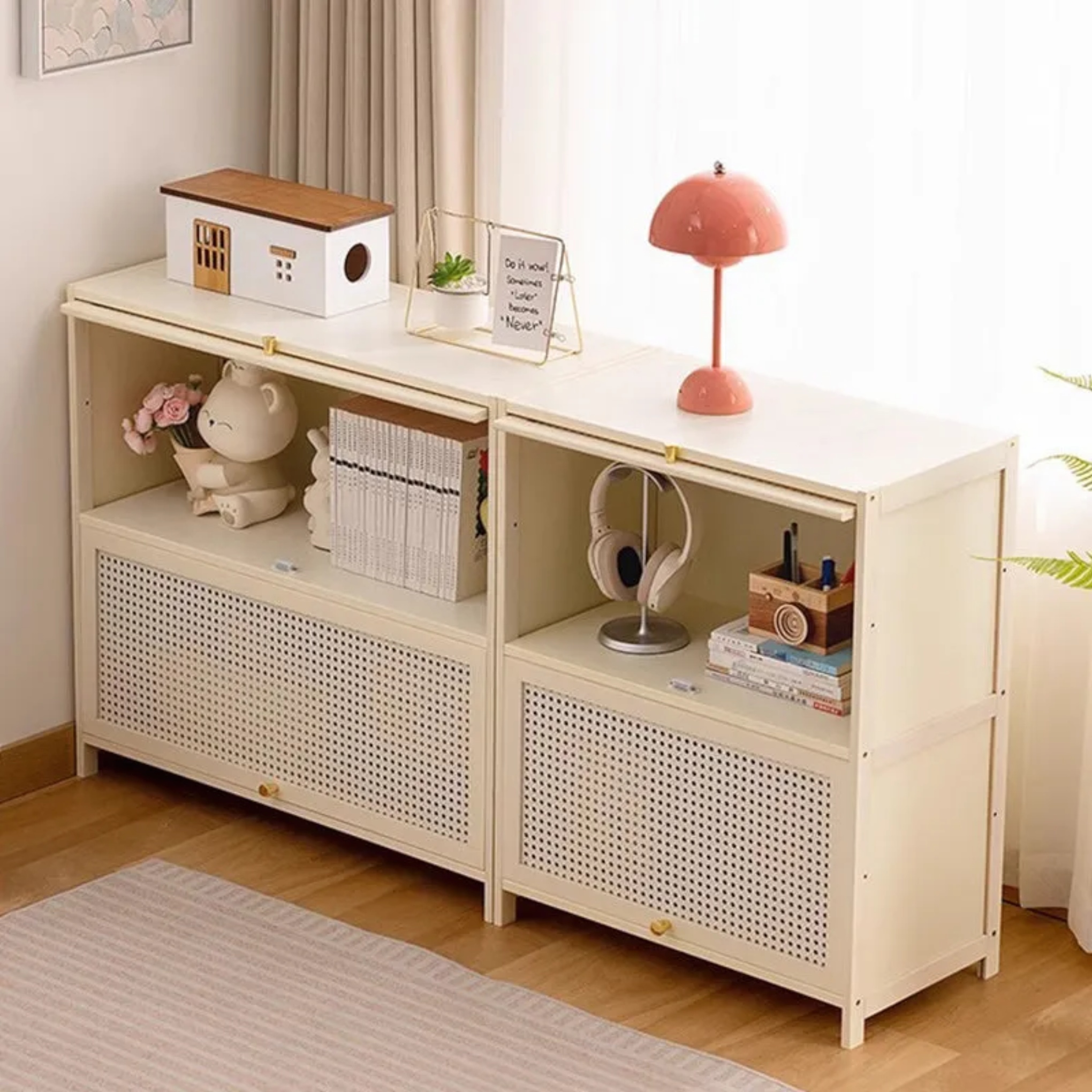 Lighom minimalist rectangular board bamboo cabinets — 23.62" L x 12.6" W x 15.75" H / With 1 Cabinet