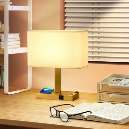 Lighom minimalist cloth rectangular black table lamps — Matte Black / 110V-120V (US/CA)