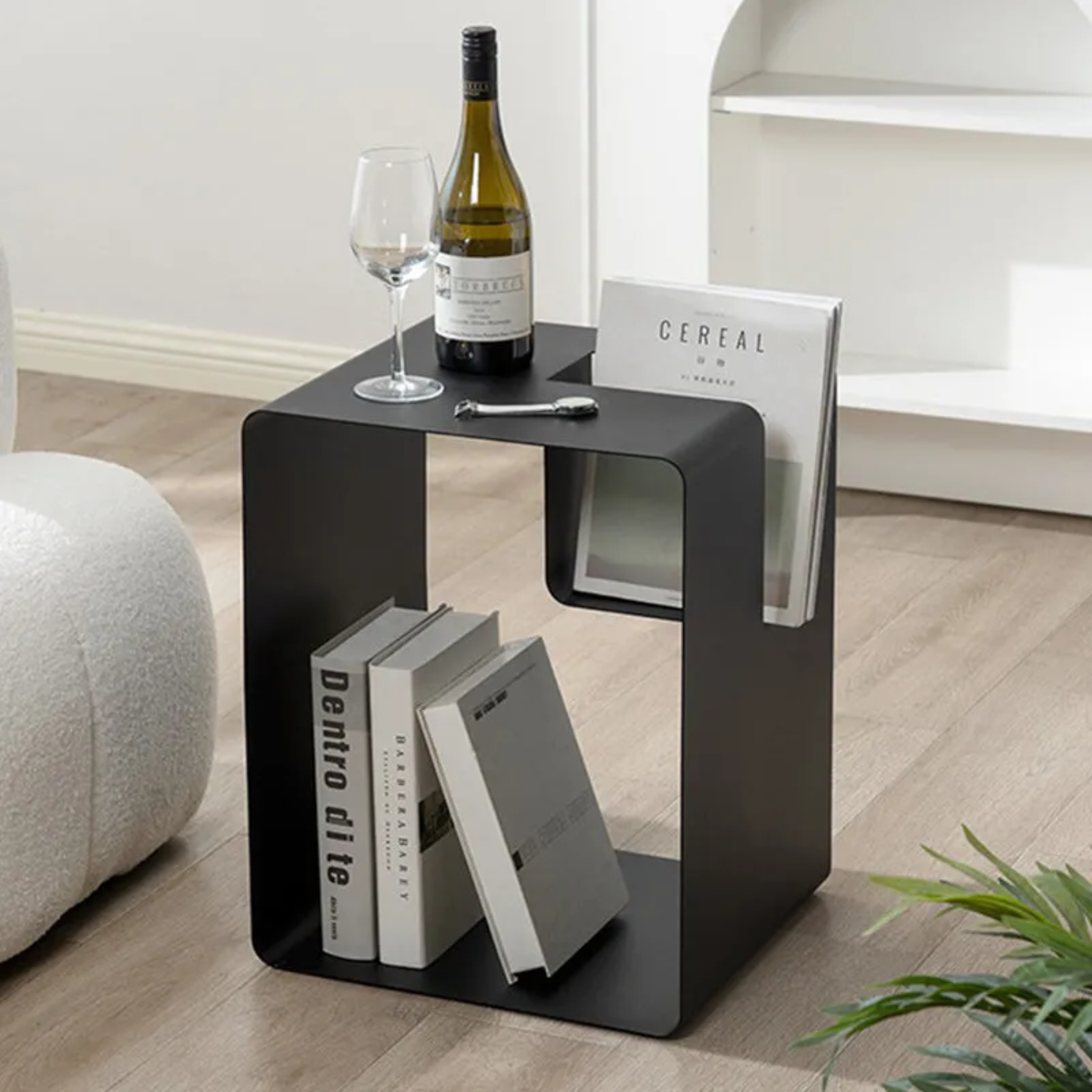 Minimalist rectangular cubic end & side tables in iron