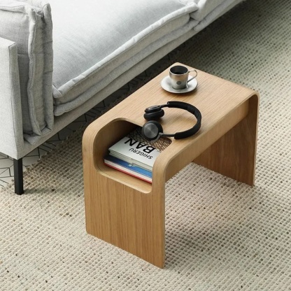 Lighom minimalist solid 2-tier wood end & side tables — Natural