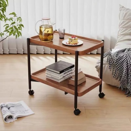 Walnut iron wood rectangular end & side tables - minimalist