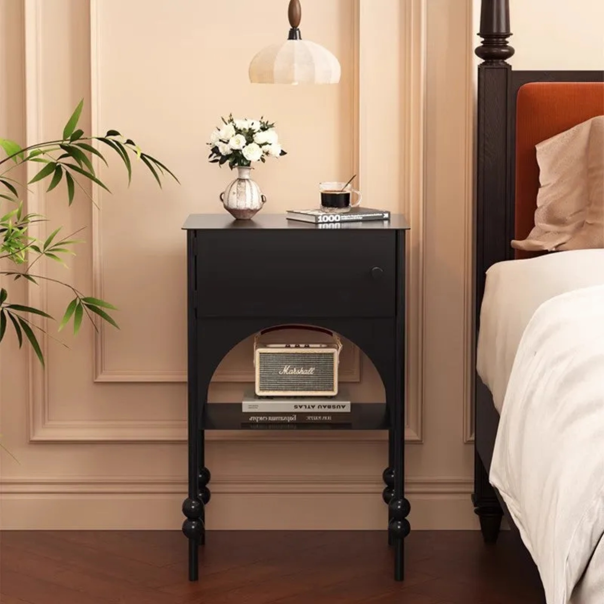 Minimalist rectangular nightstands in iron