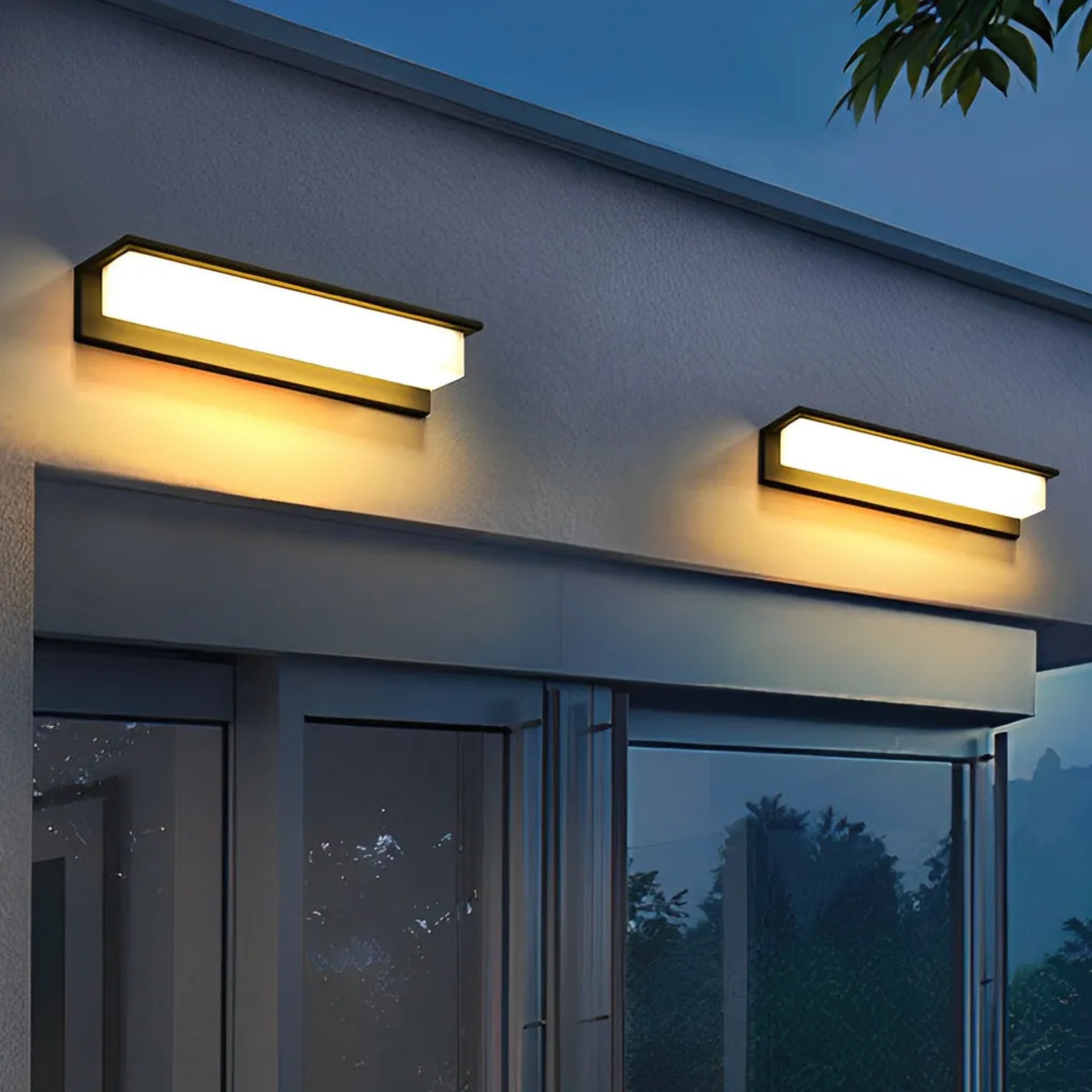 Modern rectangular black outdoor wall lighting, Lighom — 7.1" / Solar / Set of 1