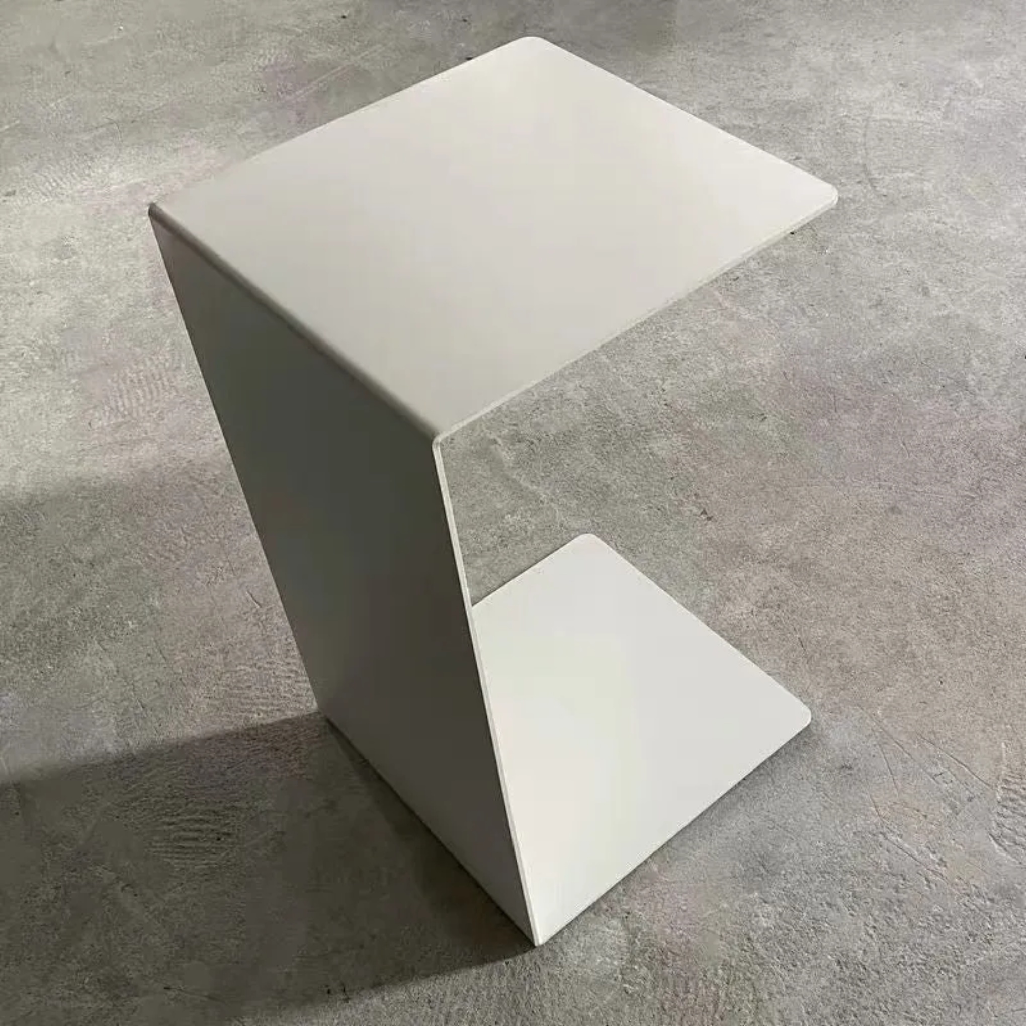 White minimalist rectangular end & side tables