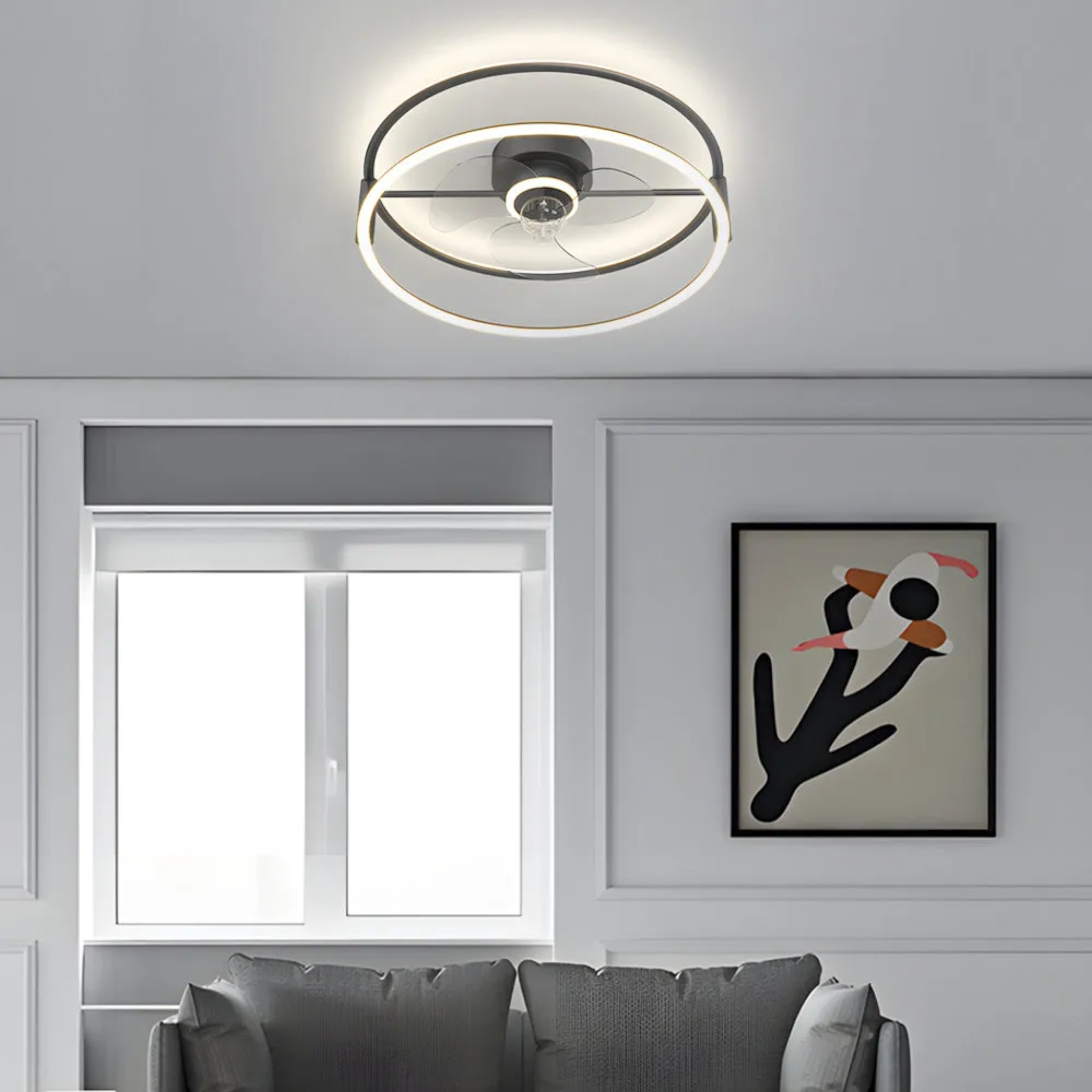Modern bladeless 3-step ceiling fans in synthetic — Matte Black