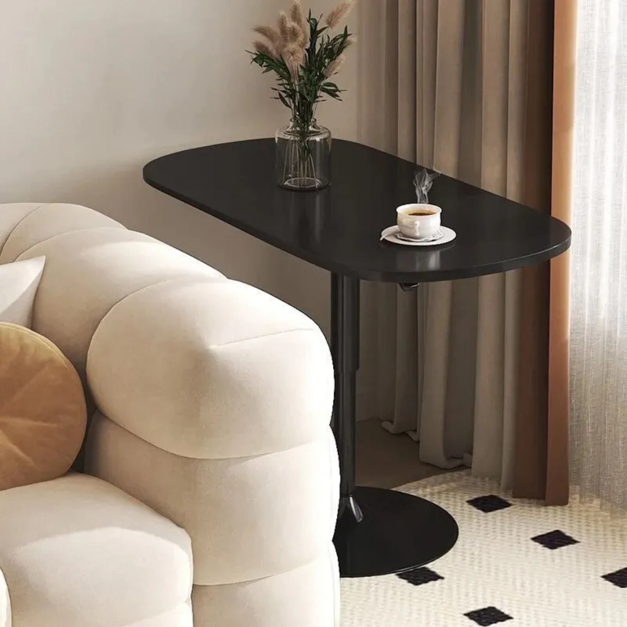 Minimalist rock 1-tier black steel end & side tables — Design A