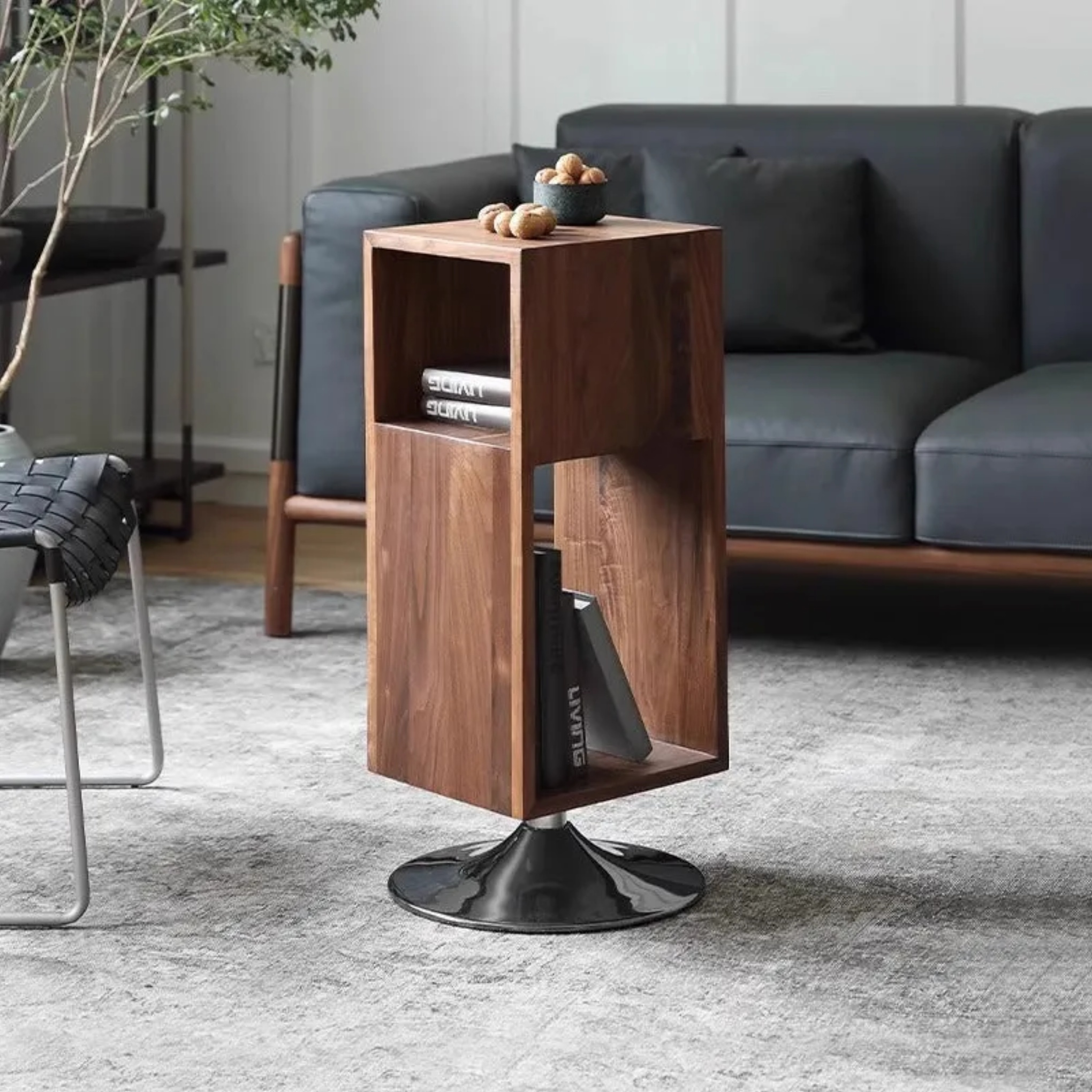 Lighom minimalist rotatable end wood end & side tables