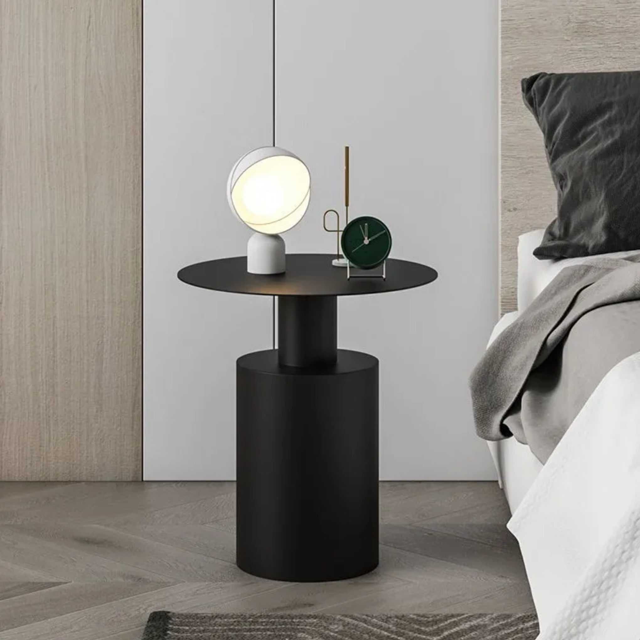 Minimalist round cylinder black nightstands, Lighom