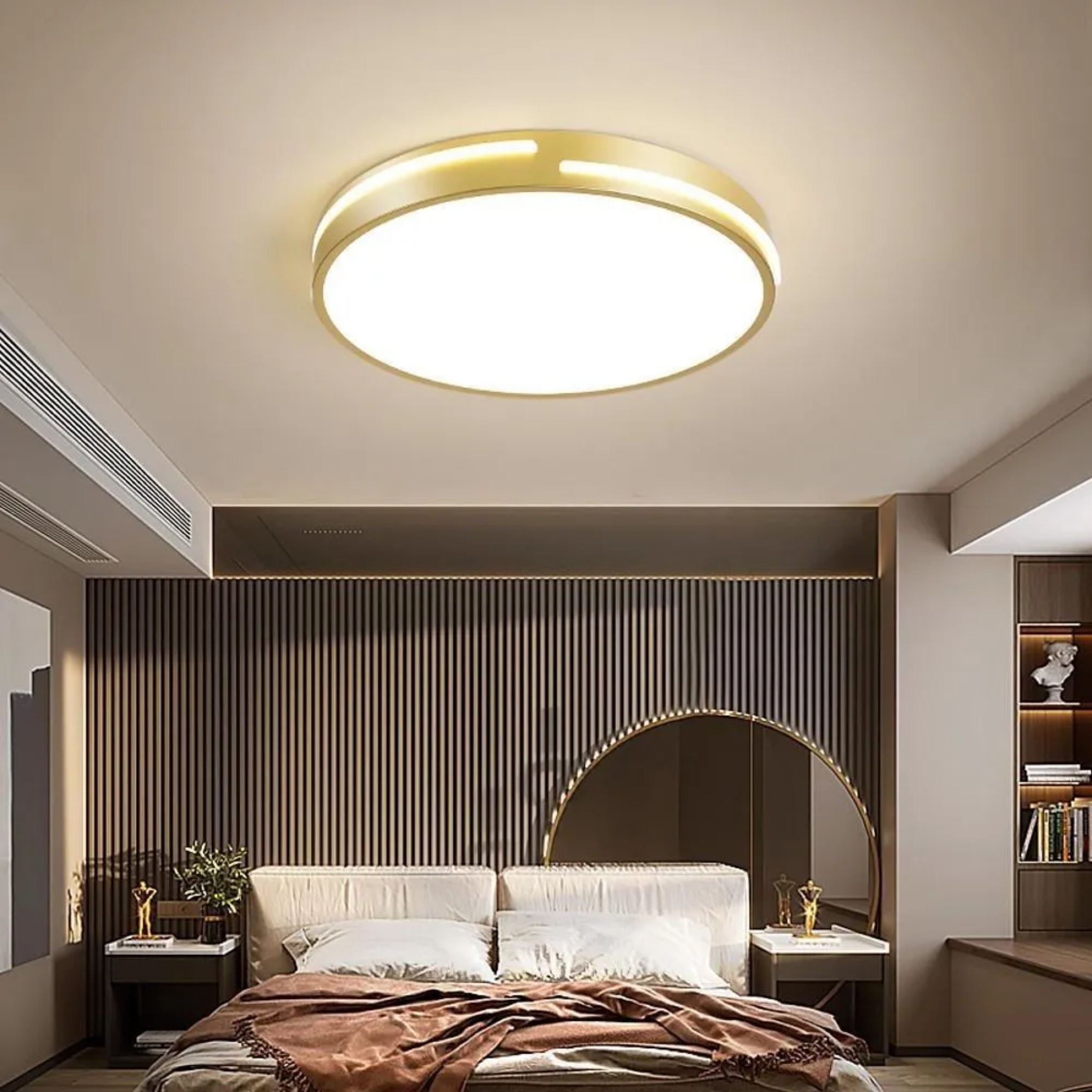 Lighom modern round gold flush mount lighting — 12" / Warm White (3000K)