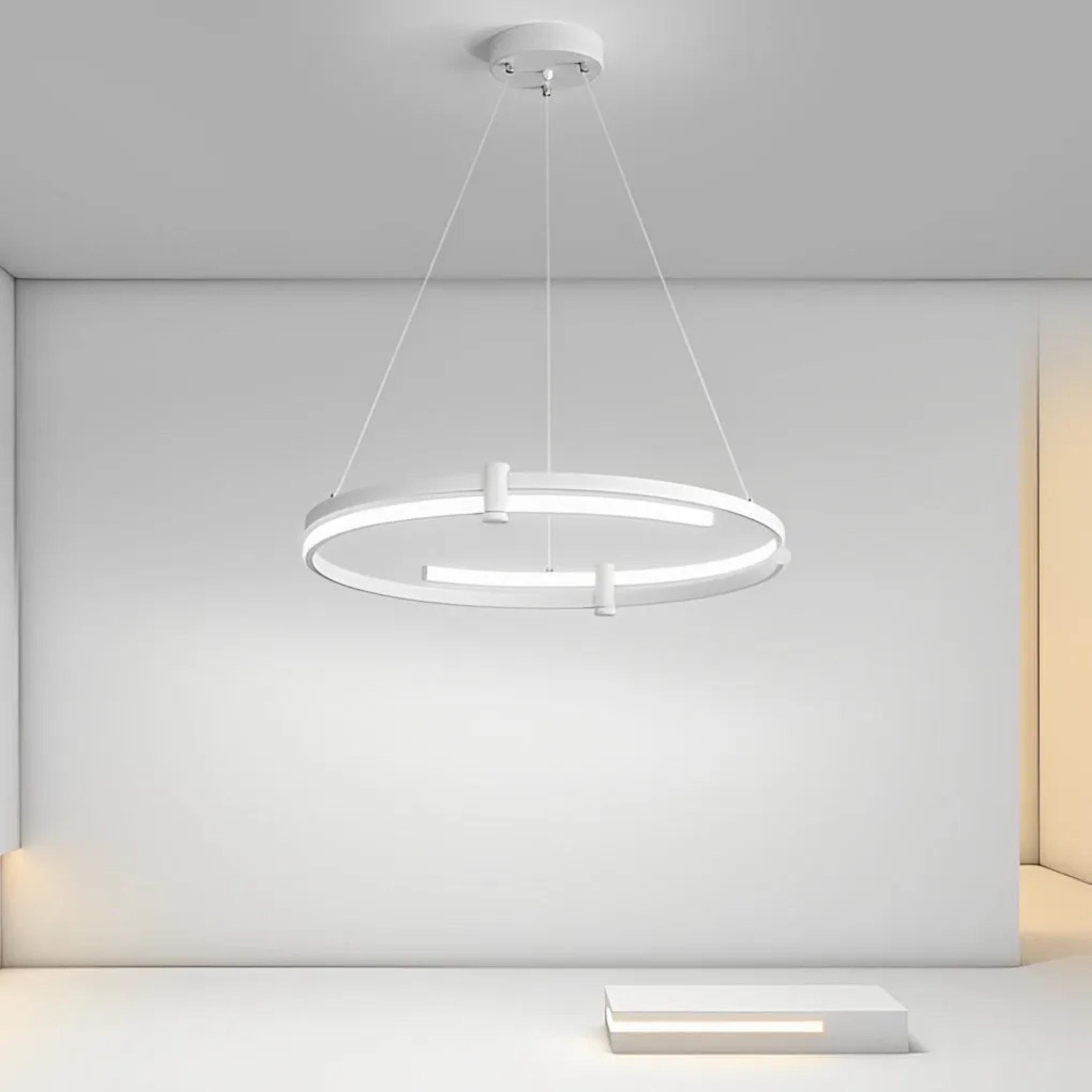 Lighom modern round synthetic pendant lighting — Cool White (6000K) / Matte Black