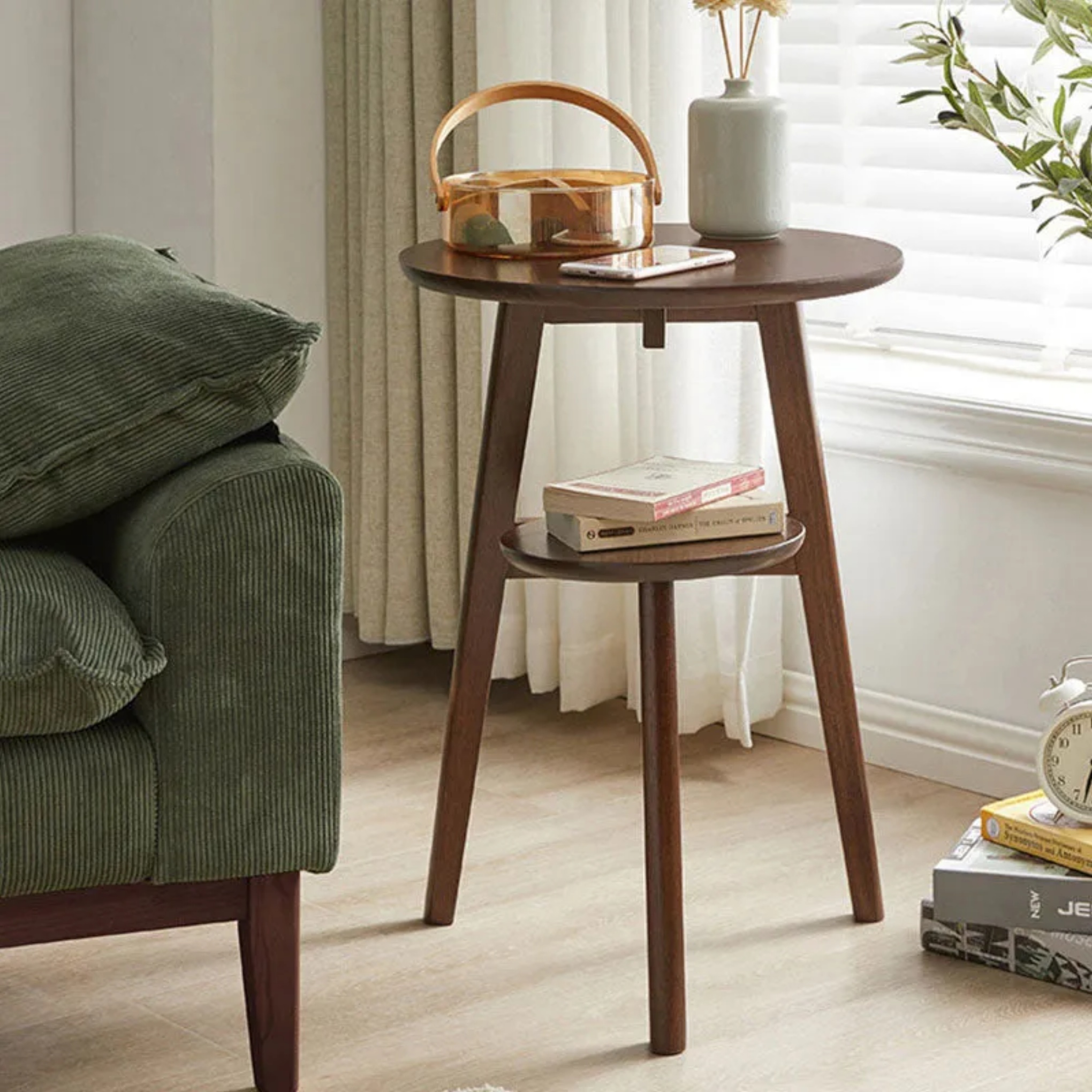 Minimalist end solid end & side tables in wood — Walnut