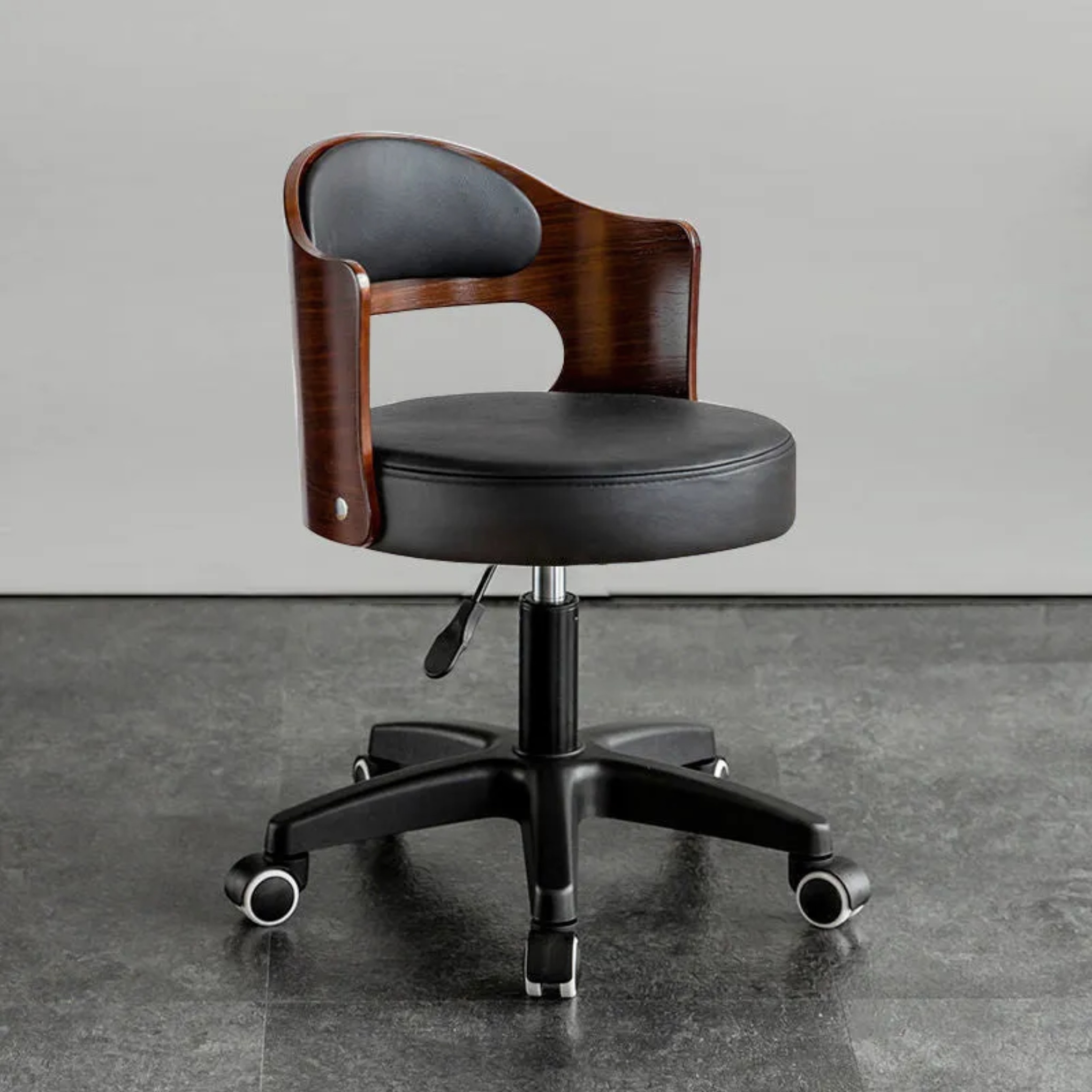 Black minimalist round upholstered bar & counter stools — Brown