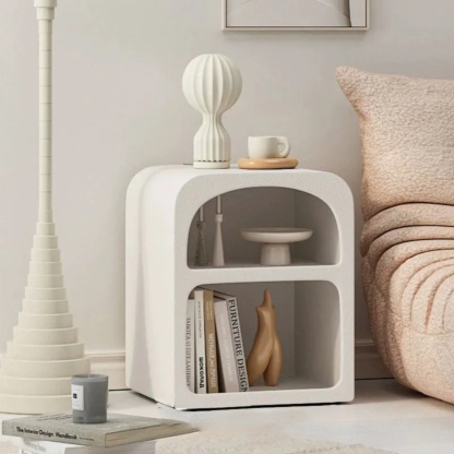 Minimalist rounded density white nightstands, Lighom