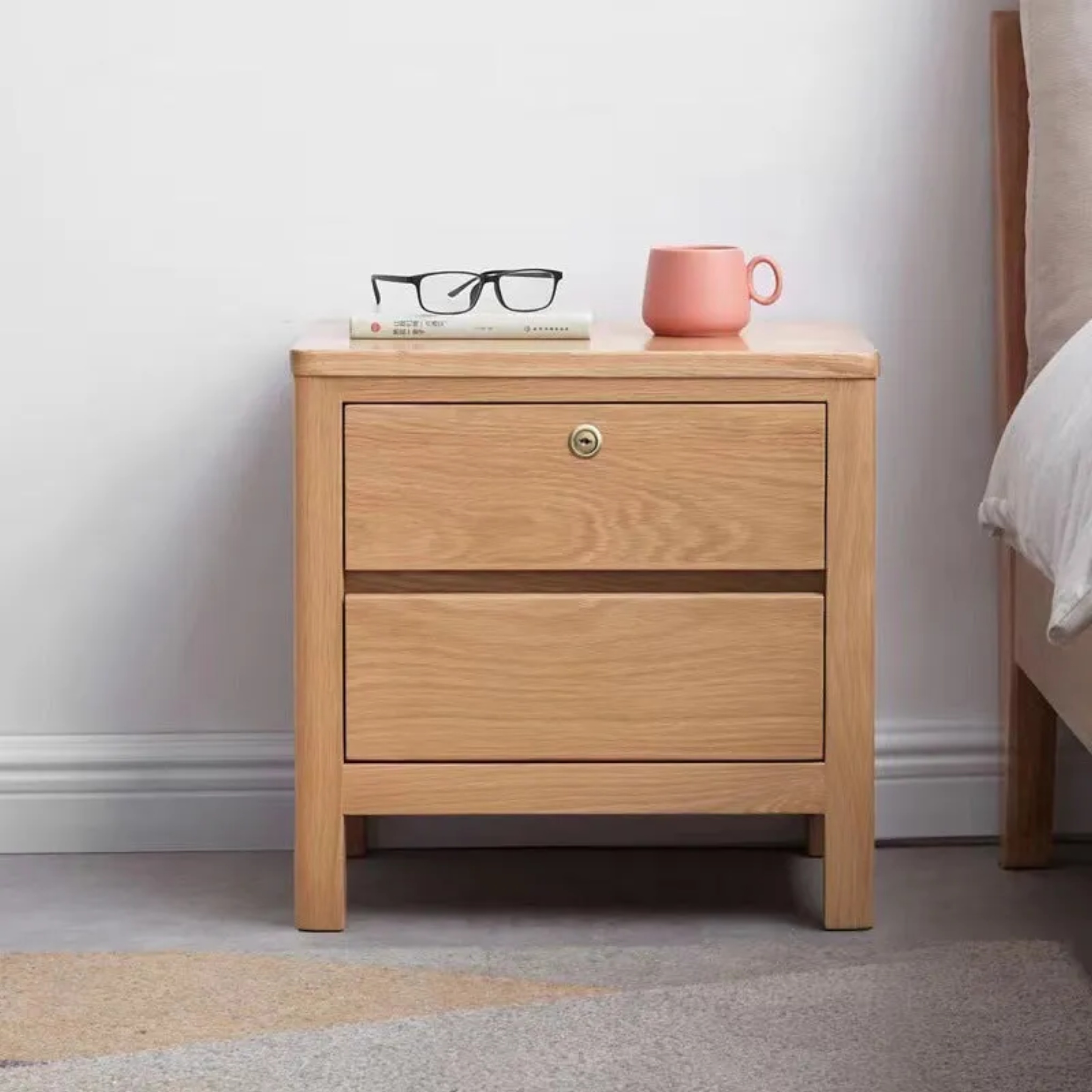 Wood metal rubber rounded nightstands - minimalist