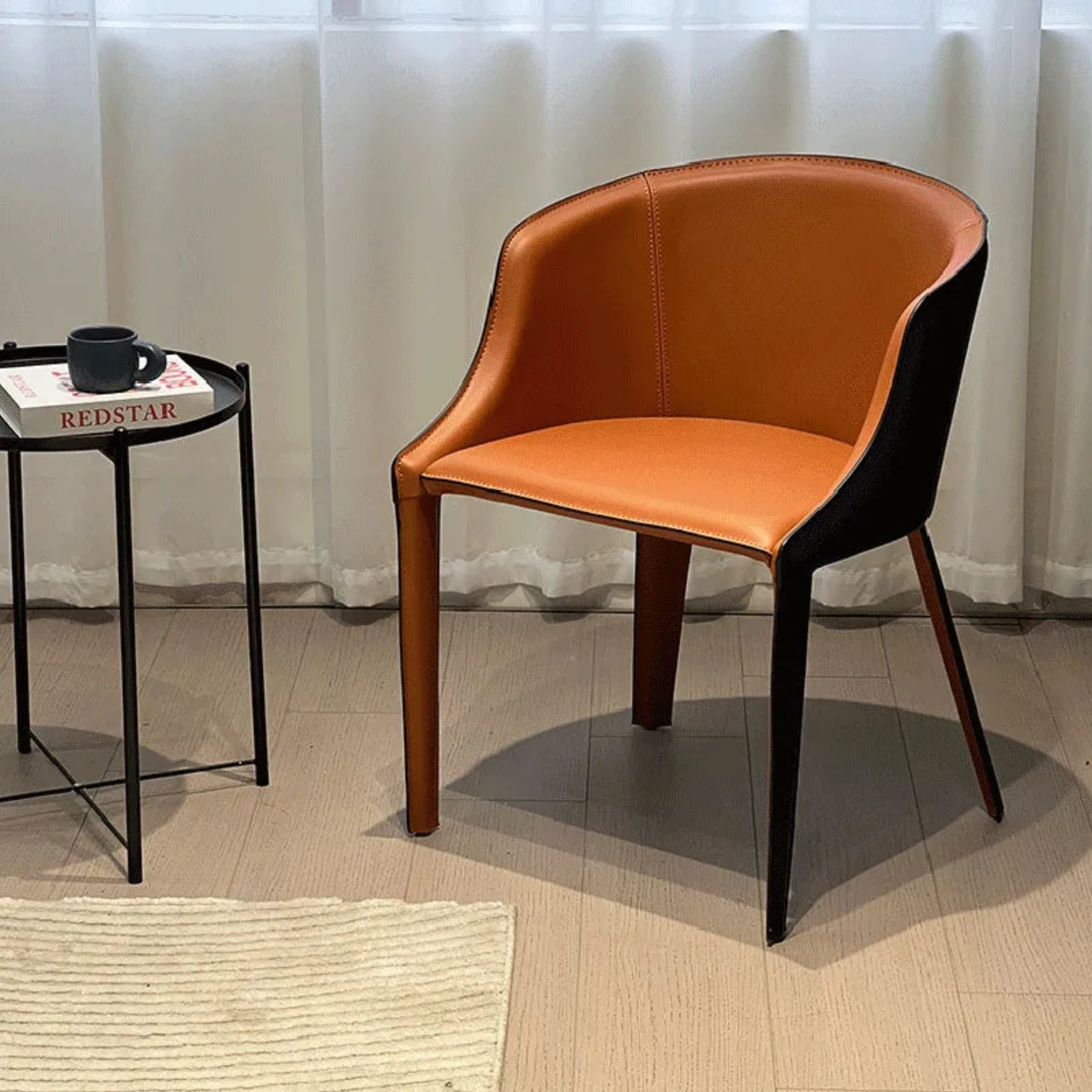 Lighom minimalist saddle leather steel glass dining chairs & benches