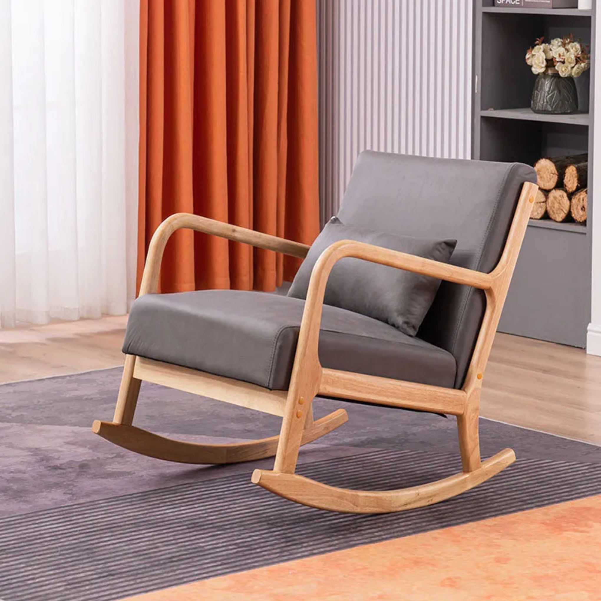 Bend shake fabric accent chairs for bedroom — Navy Blue / Natural