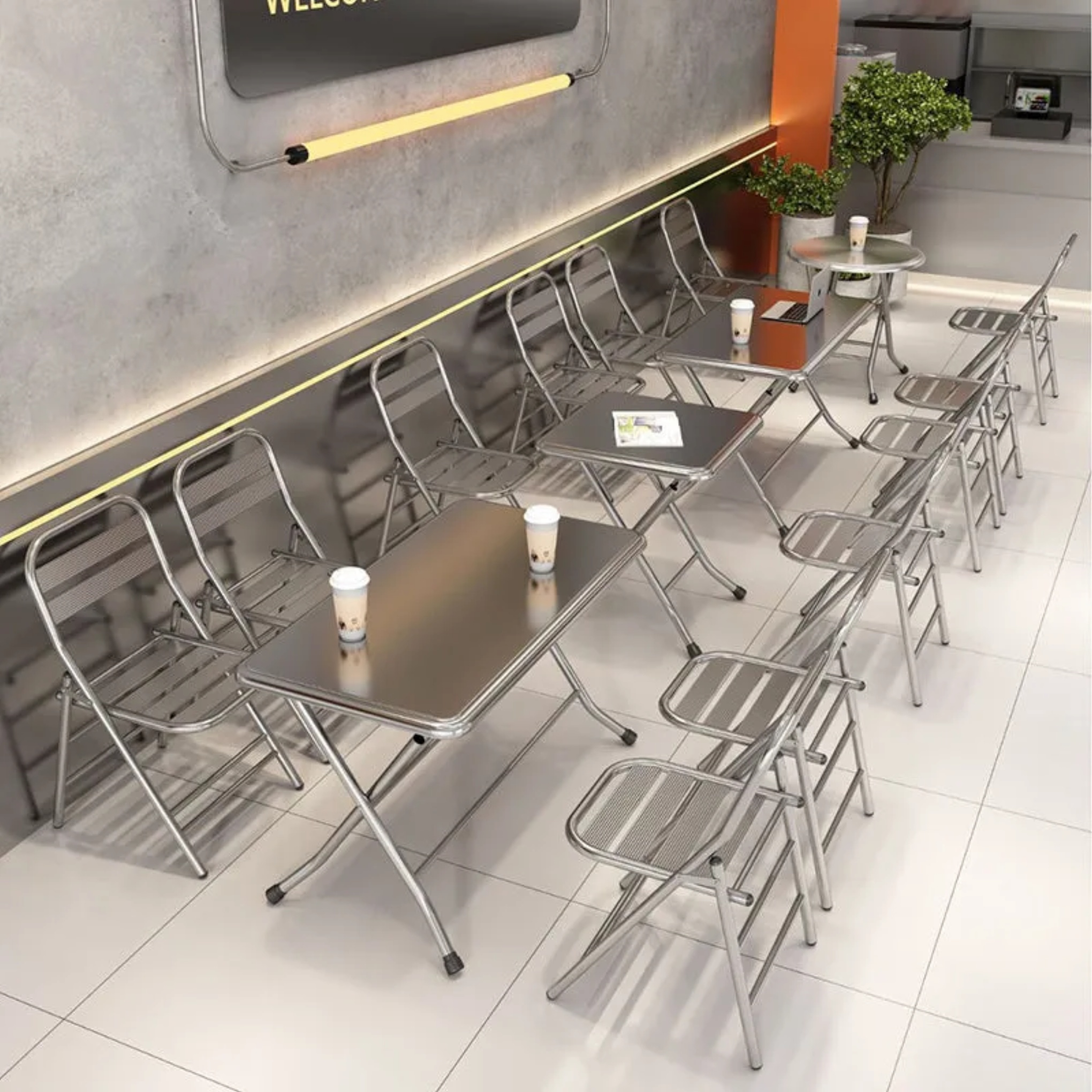 Wood minimalist folding skeleton dining chairs & benches