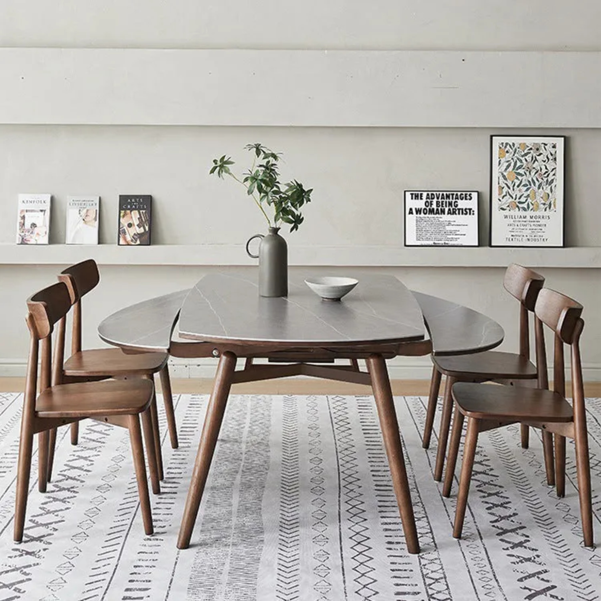 Minimalist slate foldable dining table in wood — 47.24" L x 29.53" W x 29.53" H