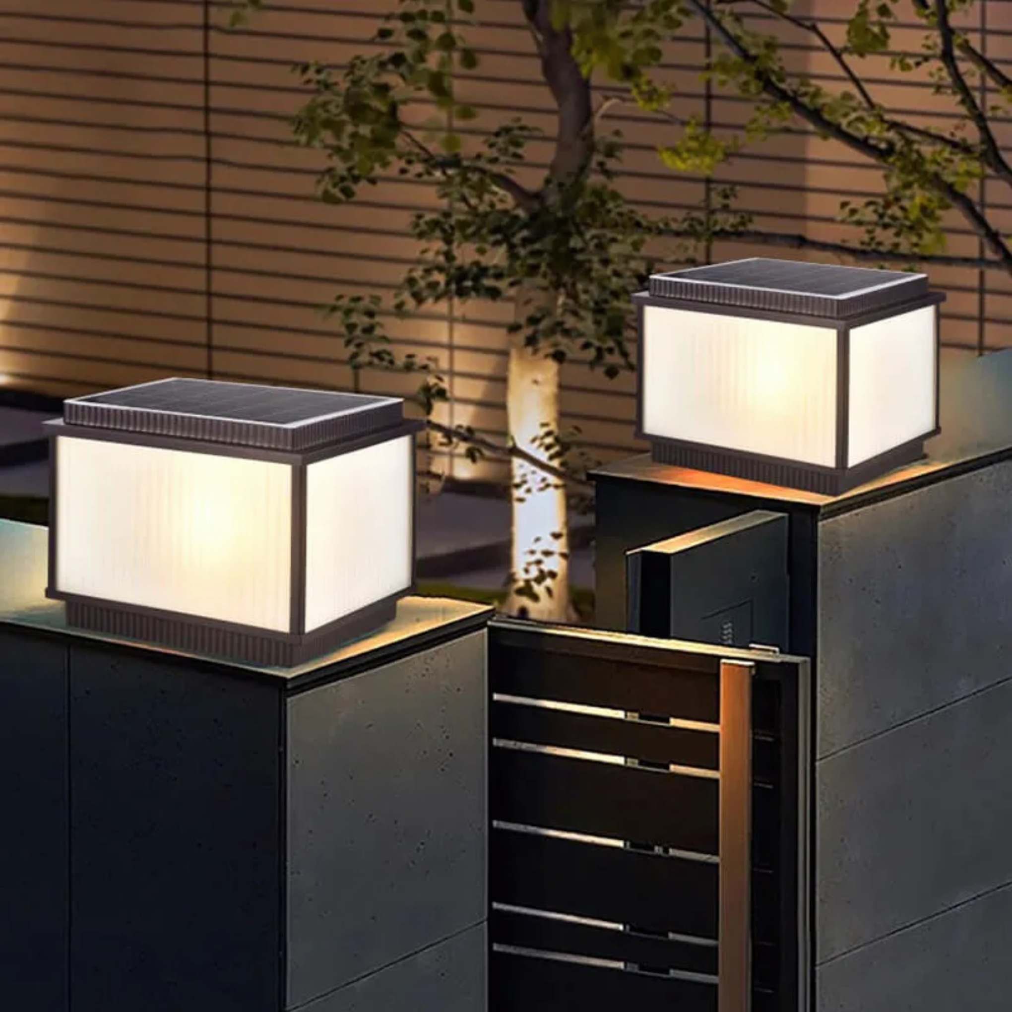 Minimalist rectangle black outdoor lanterns & lamps, Lighom — 11.81" H x 15.75" W
