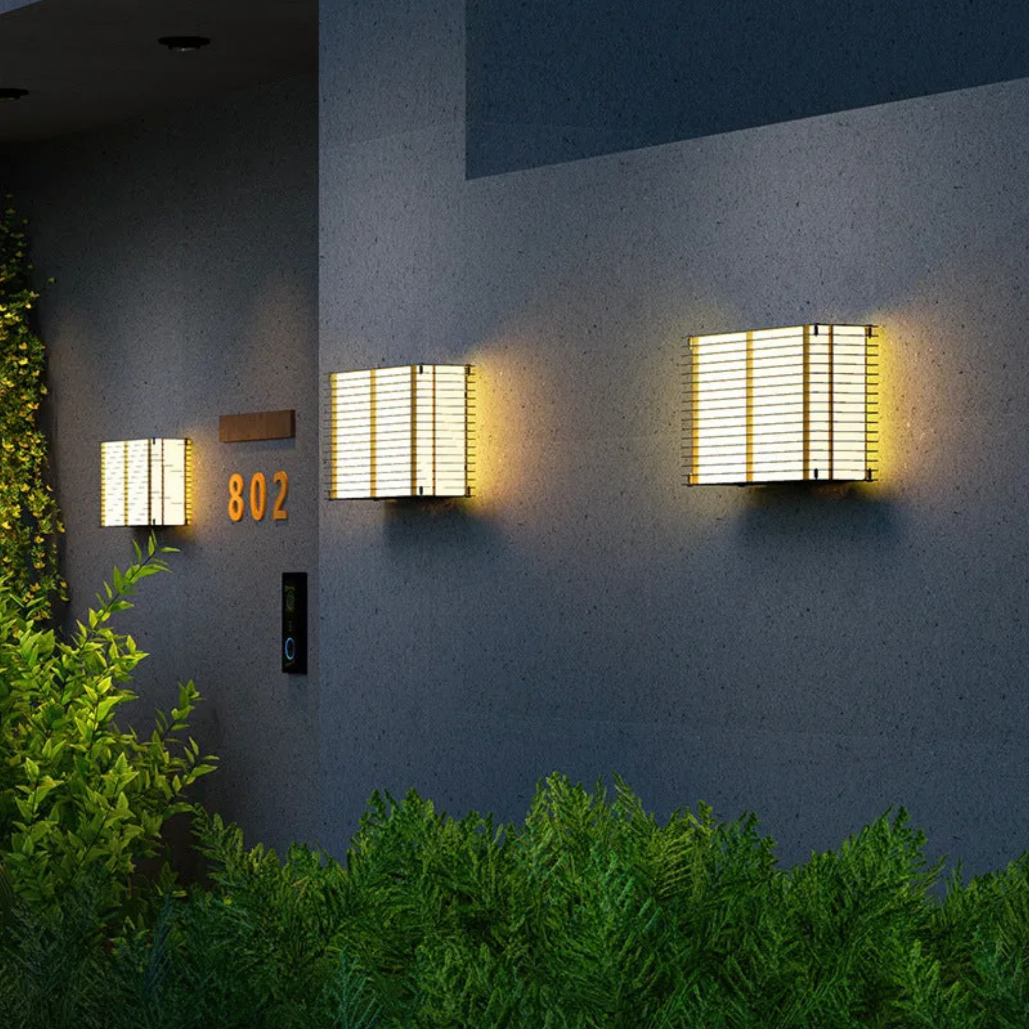 Gray minimalist stainless rectangle outdoor wall lighting