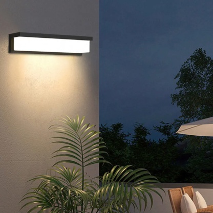 Black minimalist sensor rectangular outdoor wall lighting