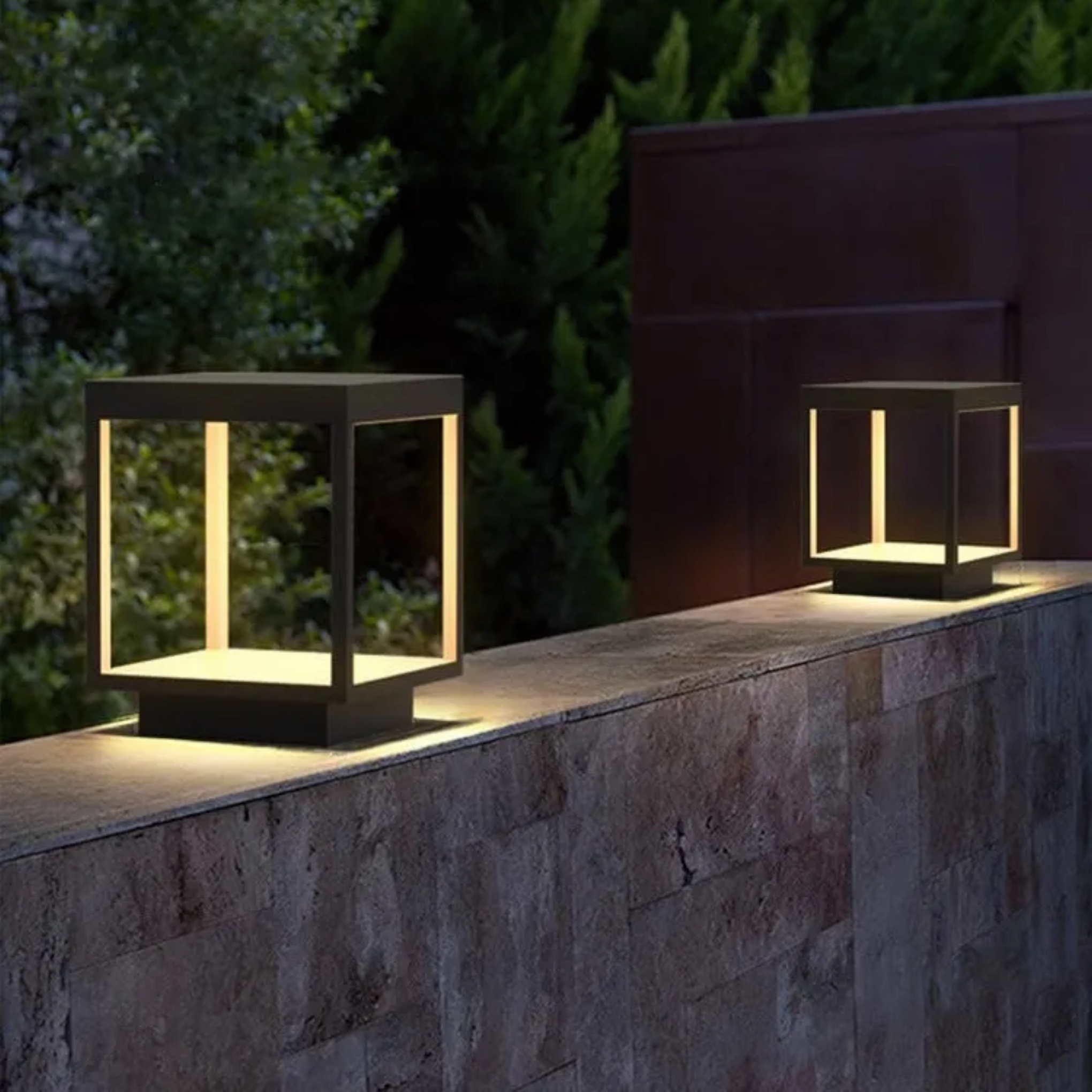 Square acrylic outdoor post lights for entryway — Small (12"H