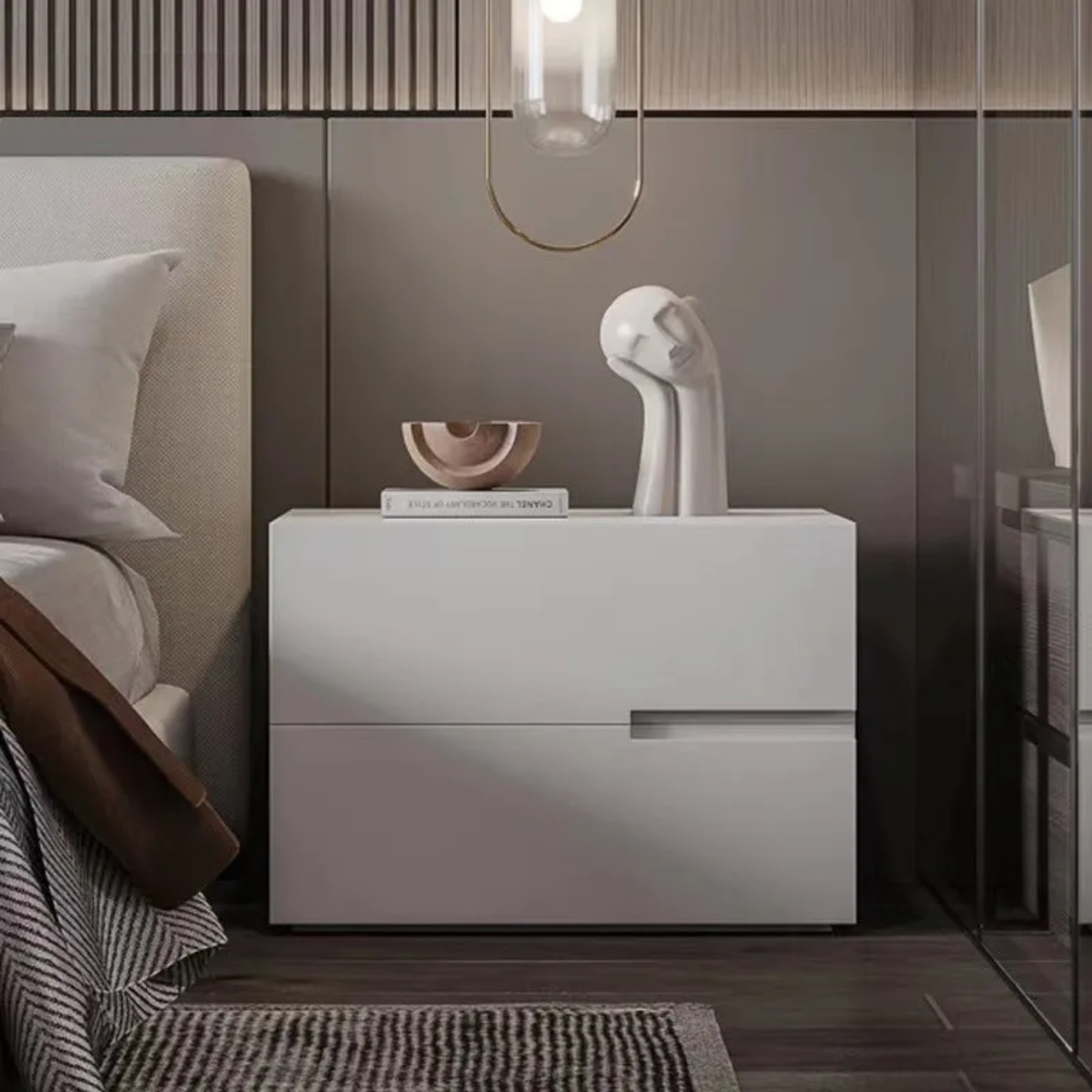 Lighom minimalist solid 2-drawer wood nightstands — Variant A