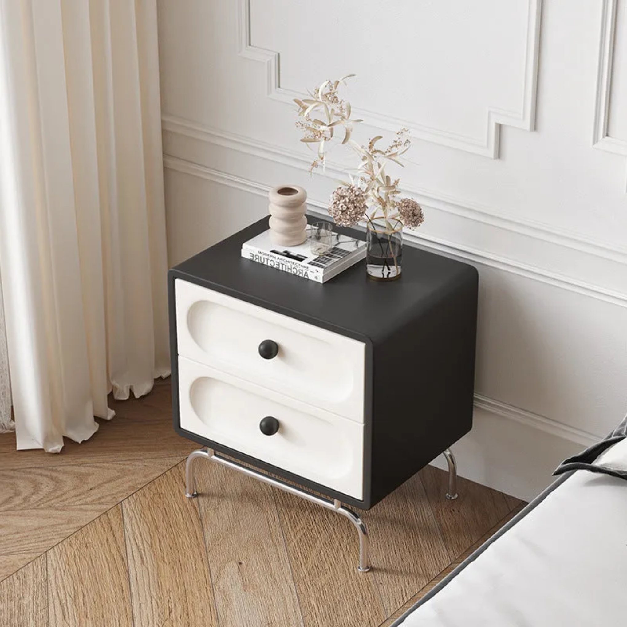 Minimalist solid 2-drawer wood nightstands