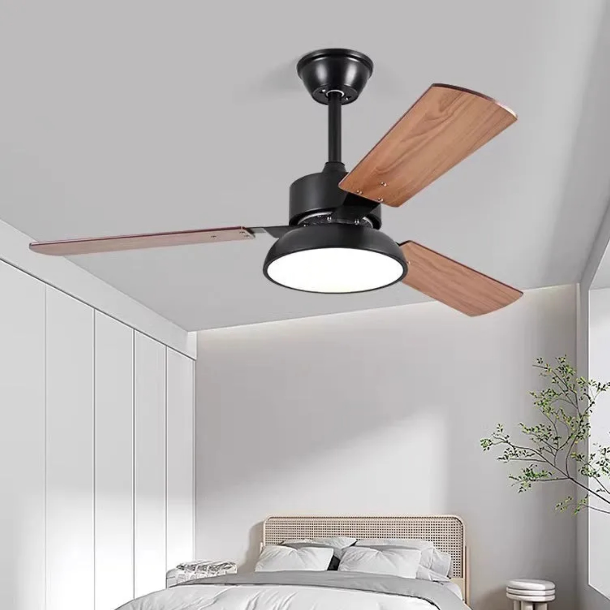 Gray minimalist solid blade ceiling fans — Small / White / 110V-120V (US/CA)