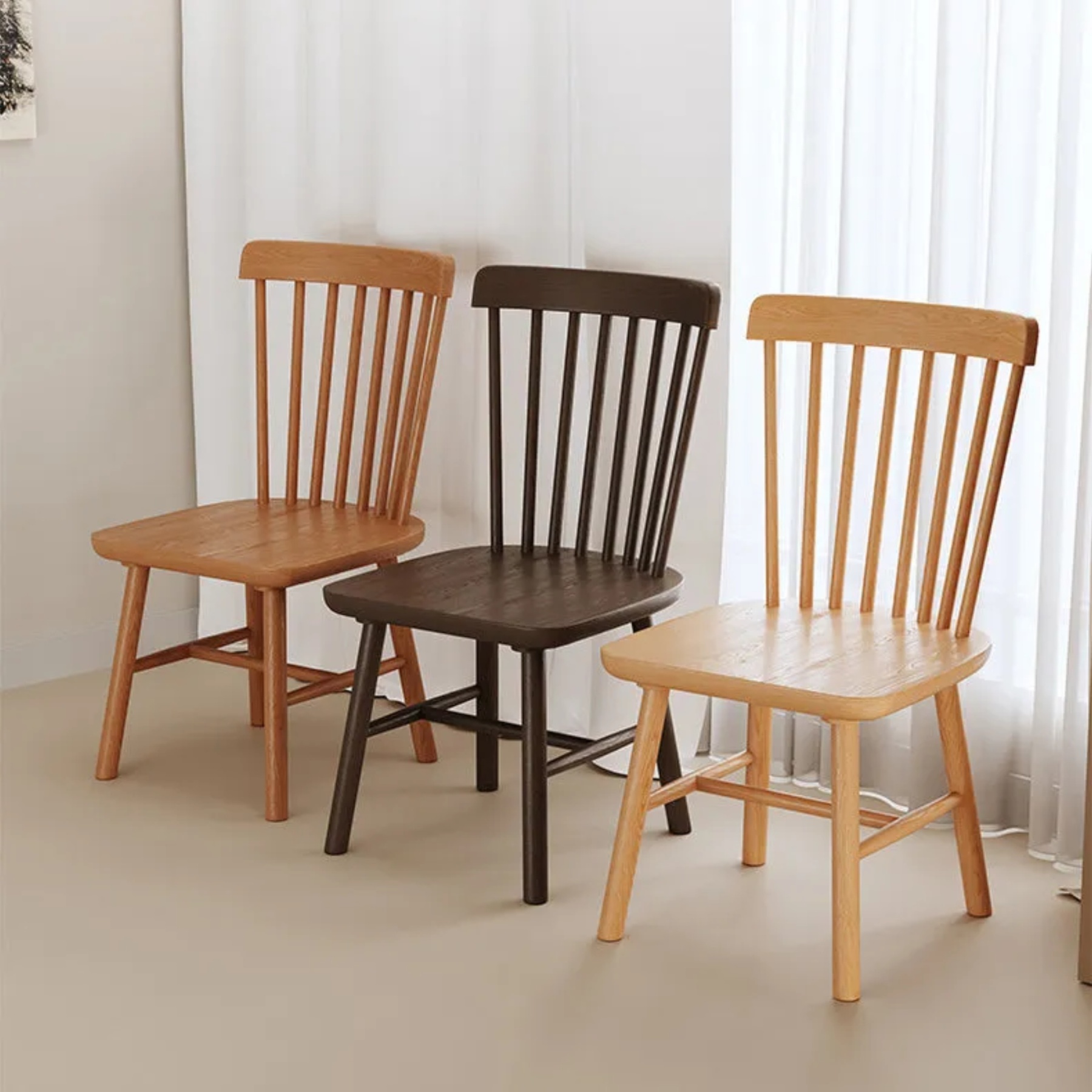 Lighom minimalist solid wood dining chairs & benches — Black