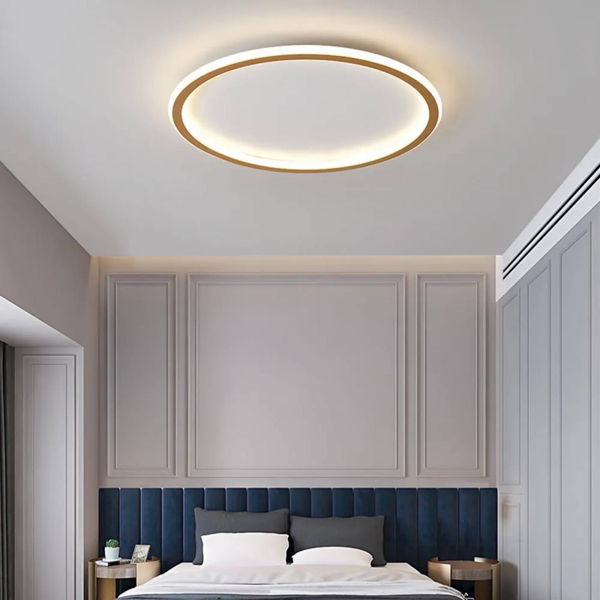 Minimalist square circular synthetic flush mount lighting — Warm White (3000K)