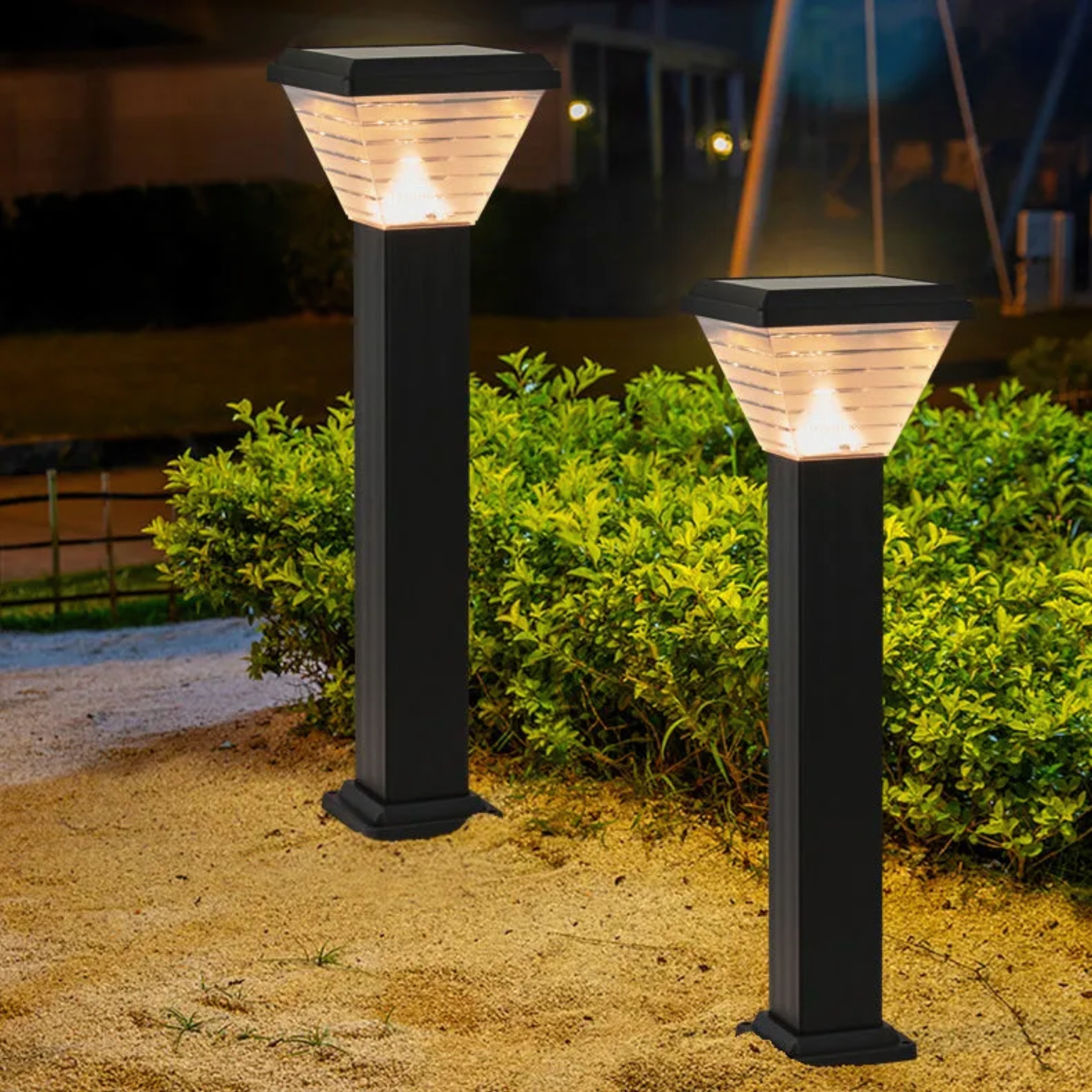 Minimalist square cylinder black landscape lighting — Small (12"H