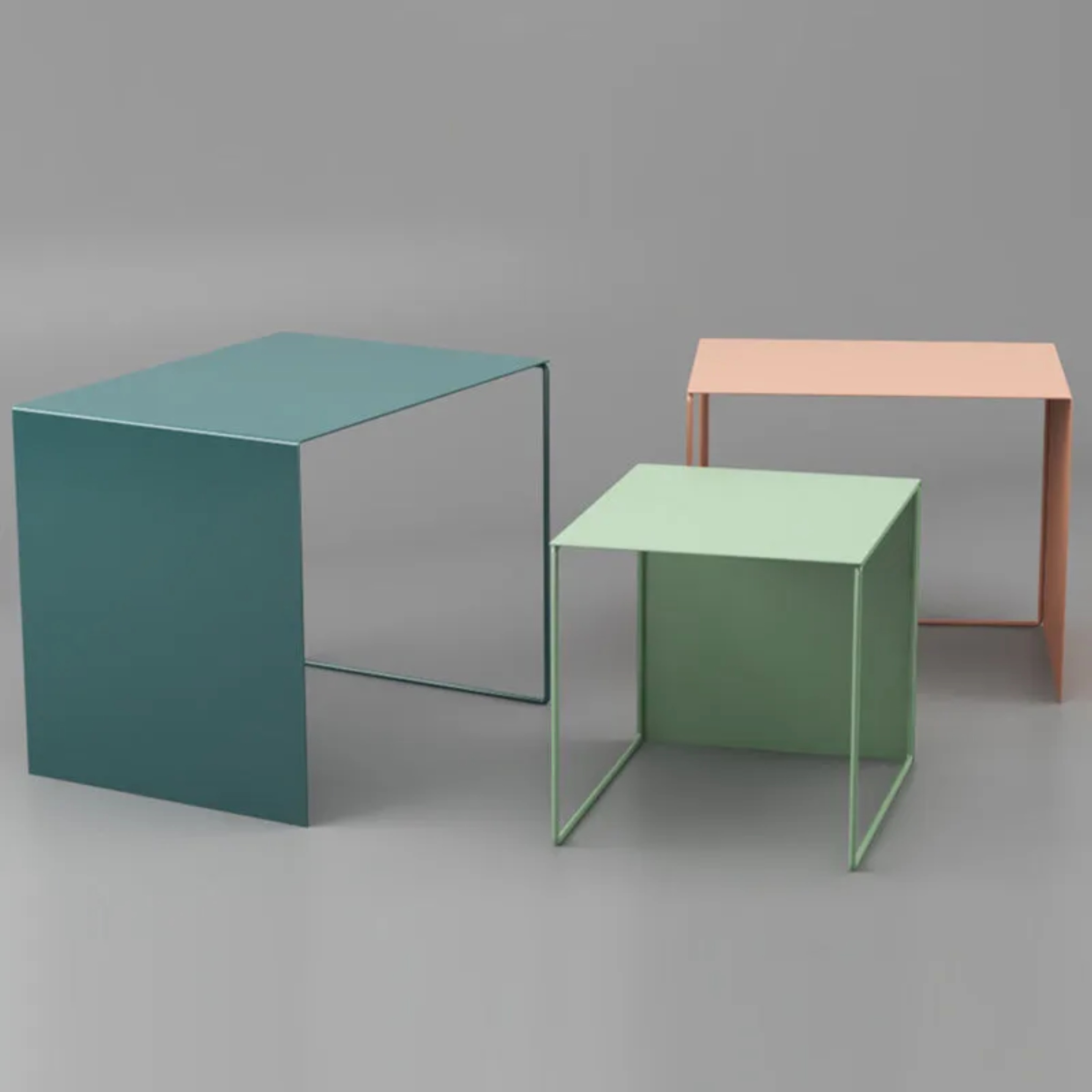 Tiffany nesting square end & side tables in iron — 14" L x 16" W x 13" H / White