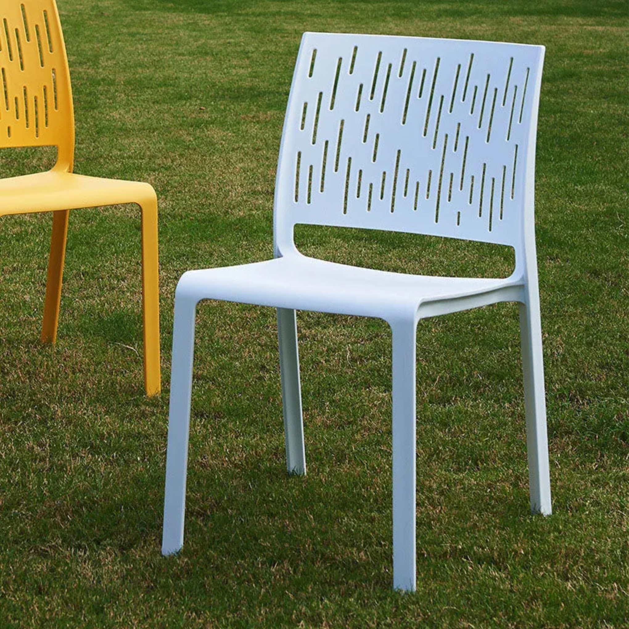 Yellow minimalist square accent chairs