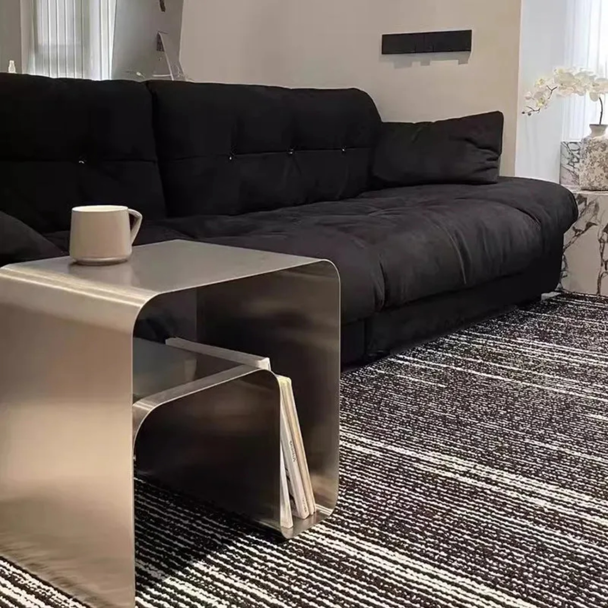 Lighom minimalist end stainless gray end & side tables in steel metal wood