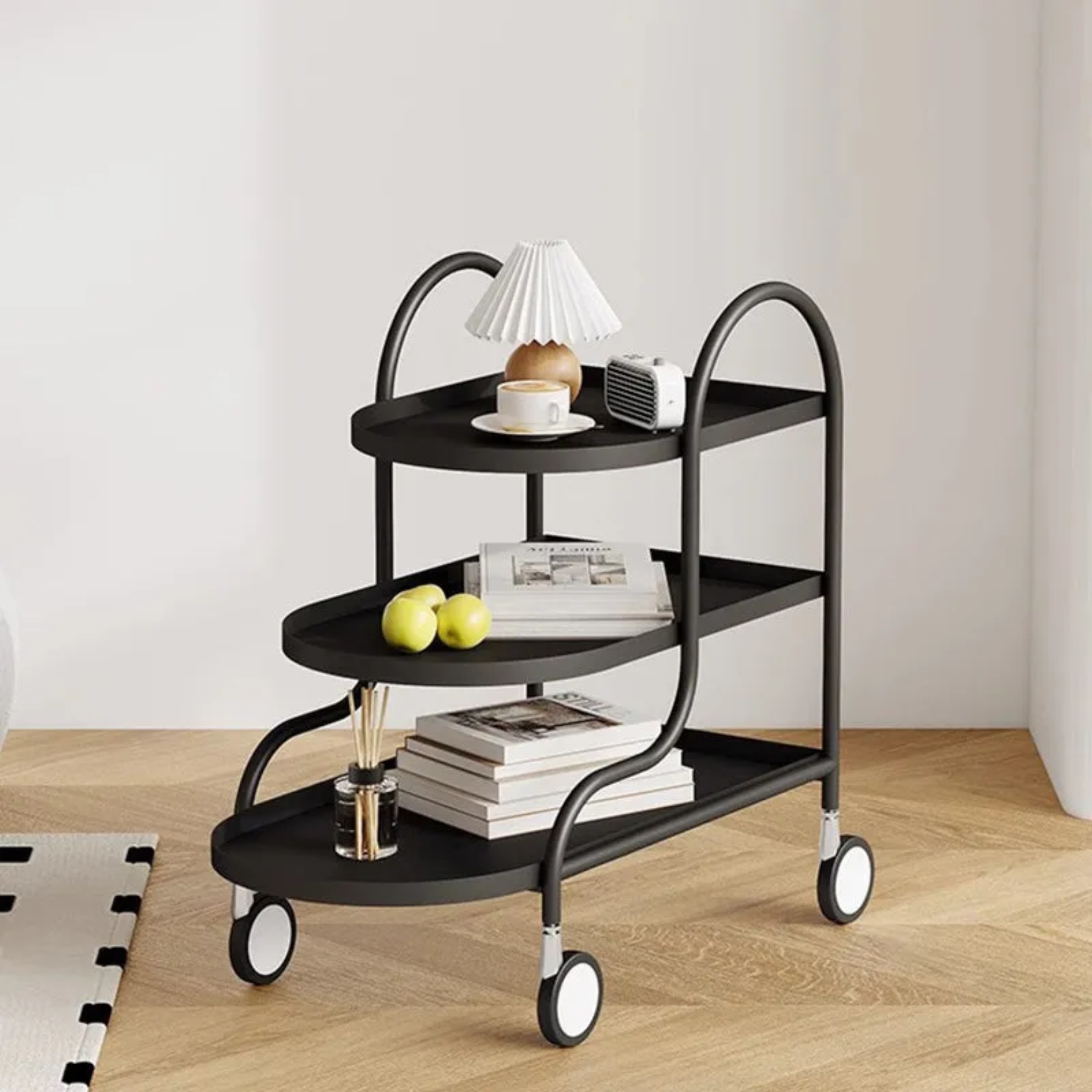 Minimalist 3-tier black end & side tables