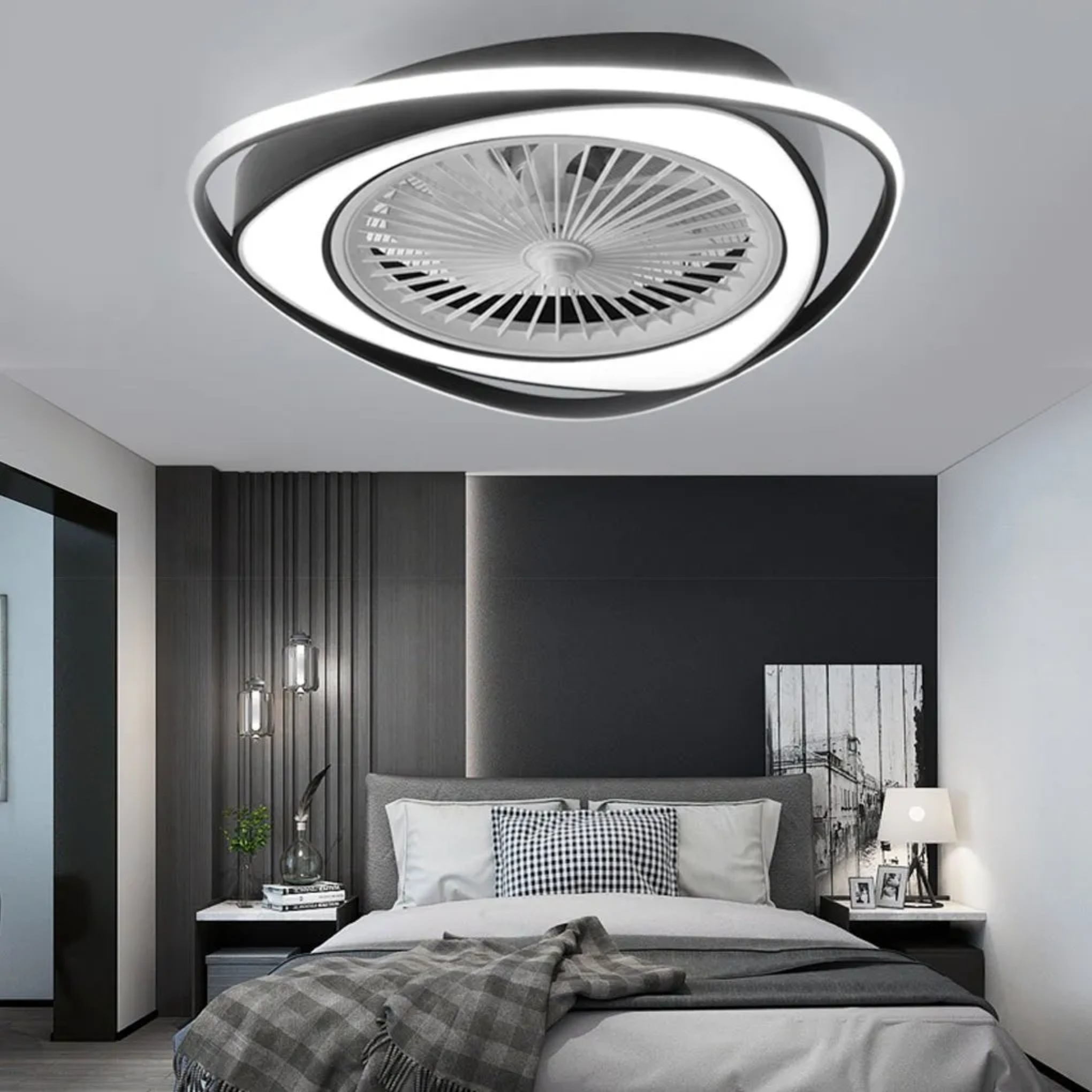 Lighom modern stepless bladeless ceiling fans — Style A - 20.47" W