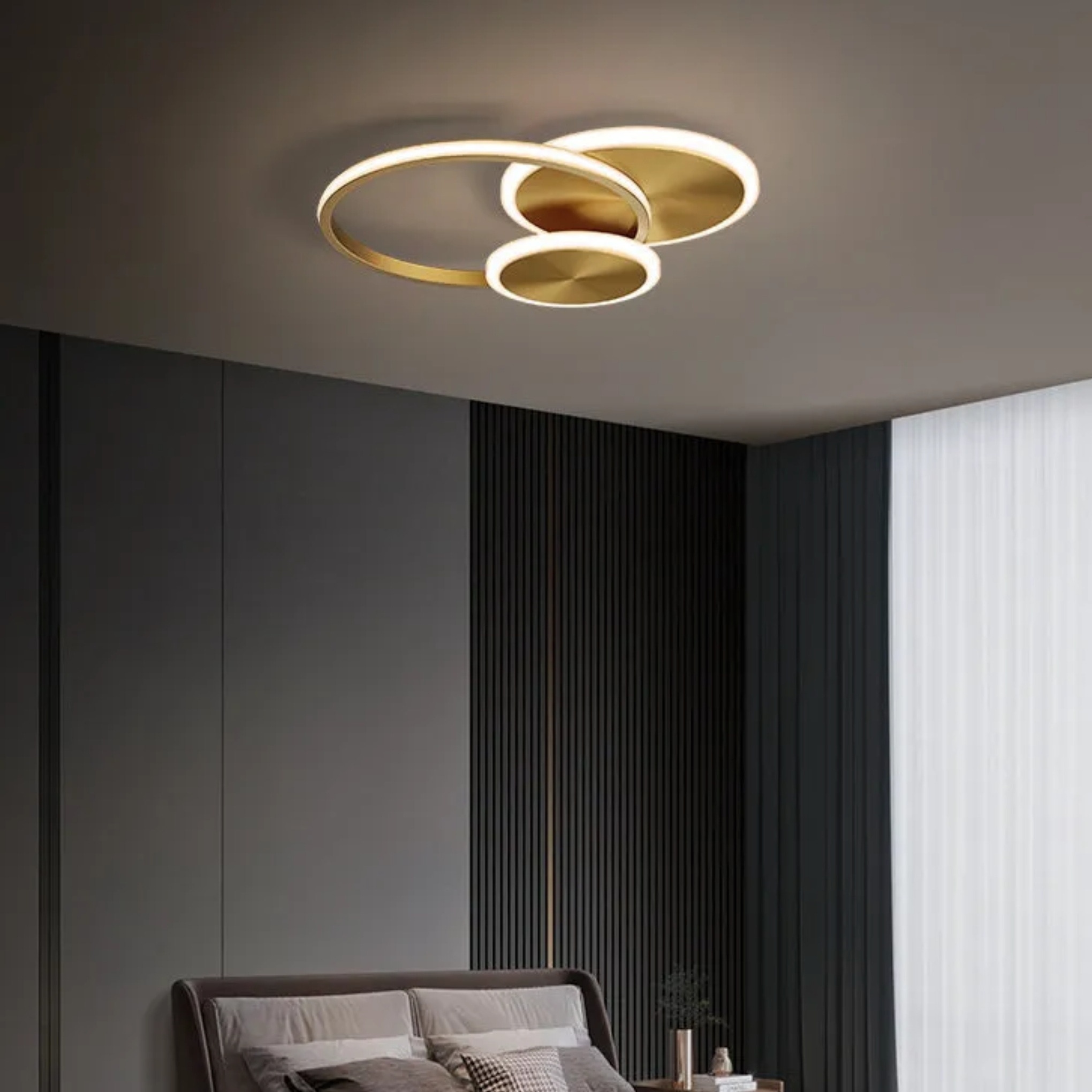 Yellow acrylic circle triple flush mount lighting - minimalist — Small (12"H / 110V-120V (US/CA)