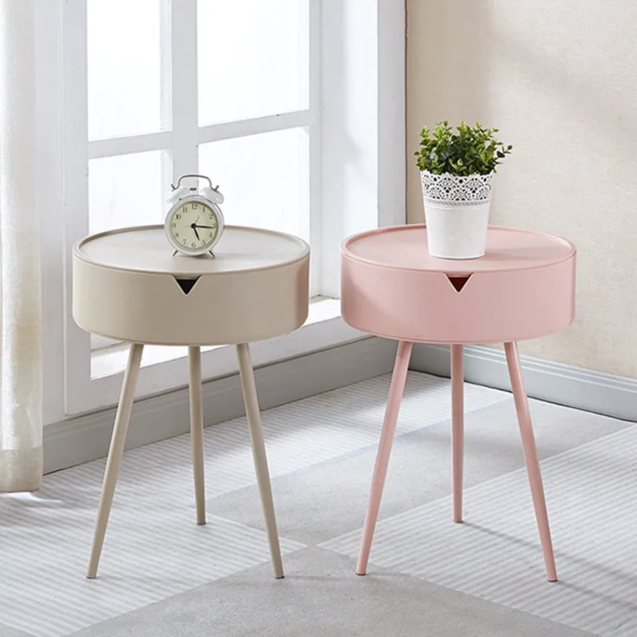 Lighom minimalist tripod white nightstands