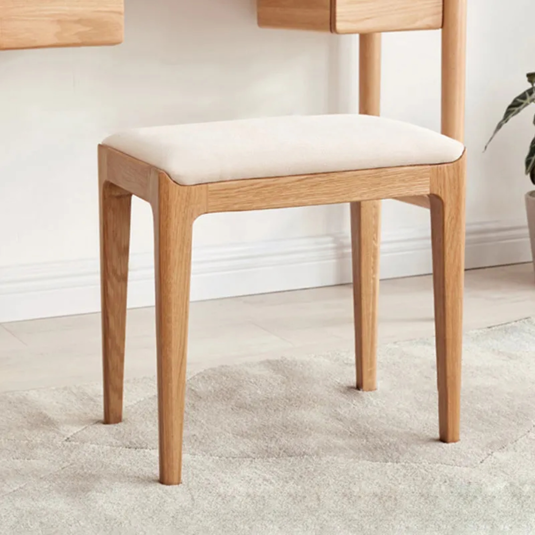 Minimalist vanity upholstered wood vanity stools in fabric wood