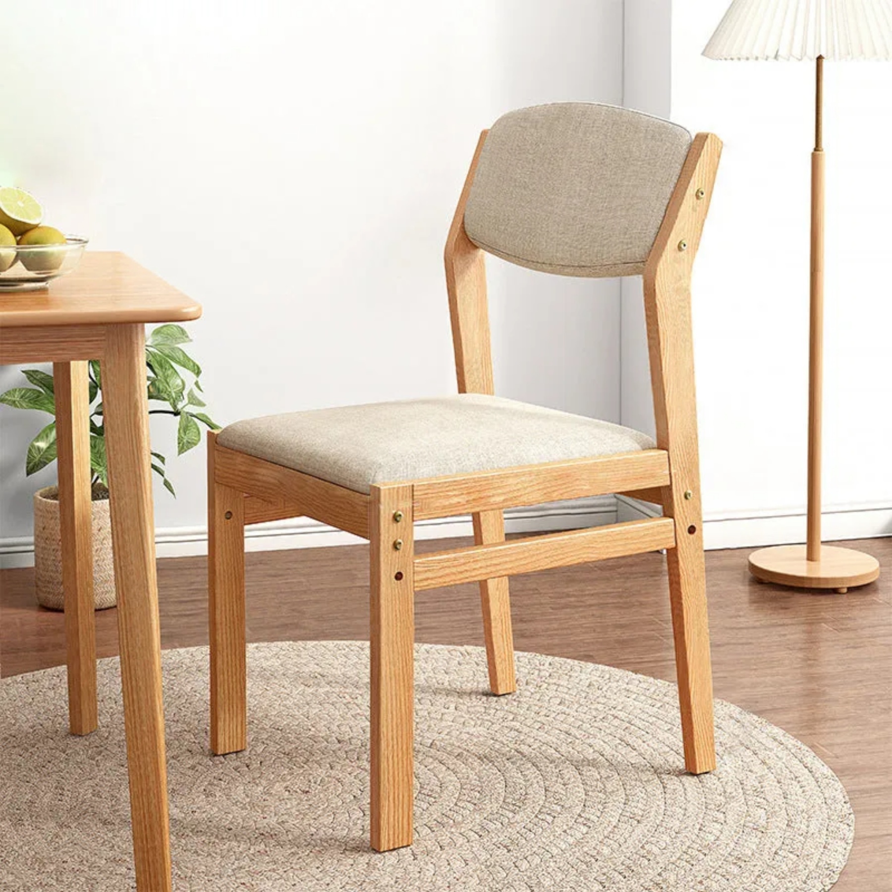 Lighom minimalist upholstered beige dining chairs & benches — Natural