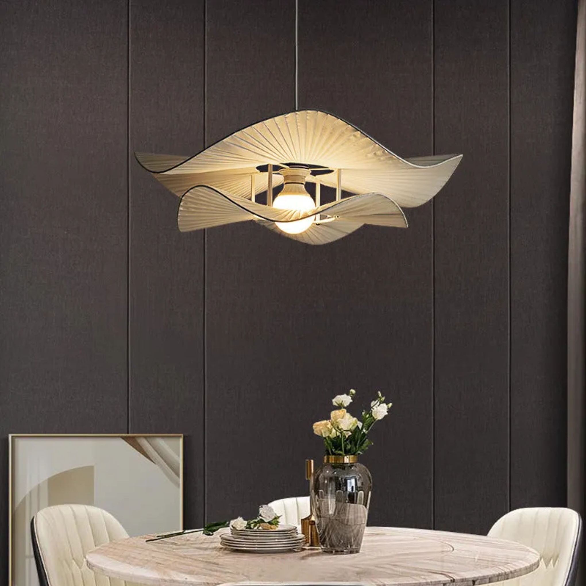 Minimalist wave round white pendant lighting — 110V-120V (US/CA)