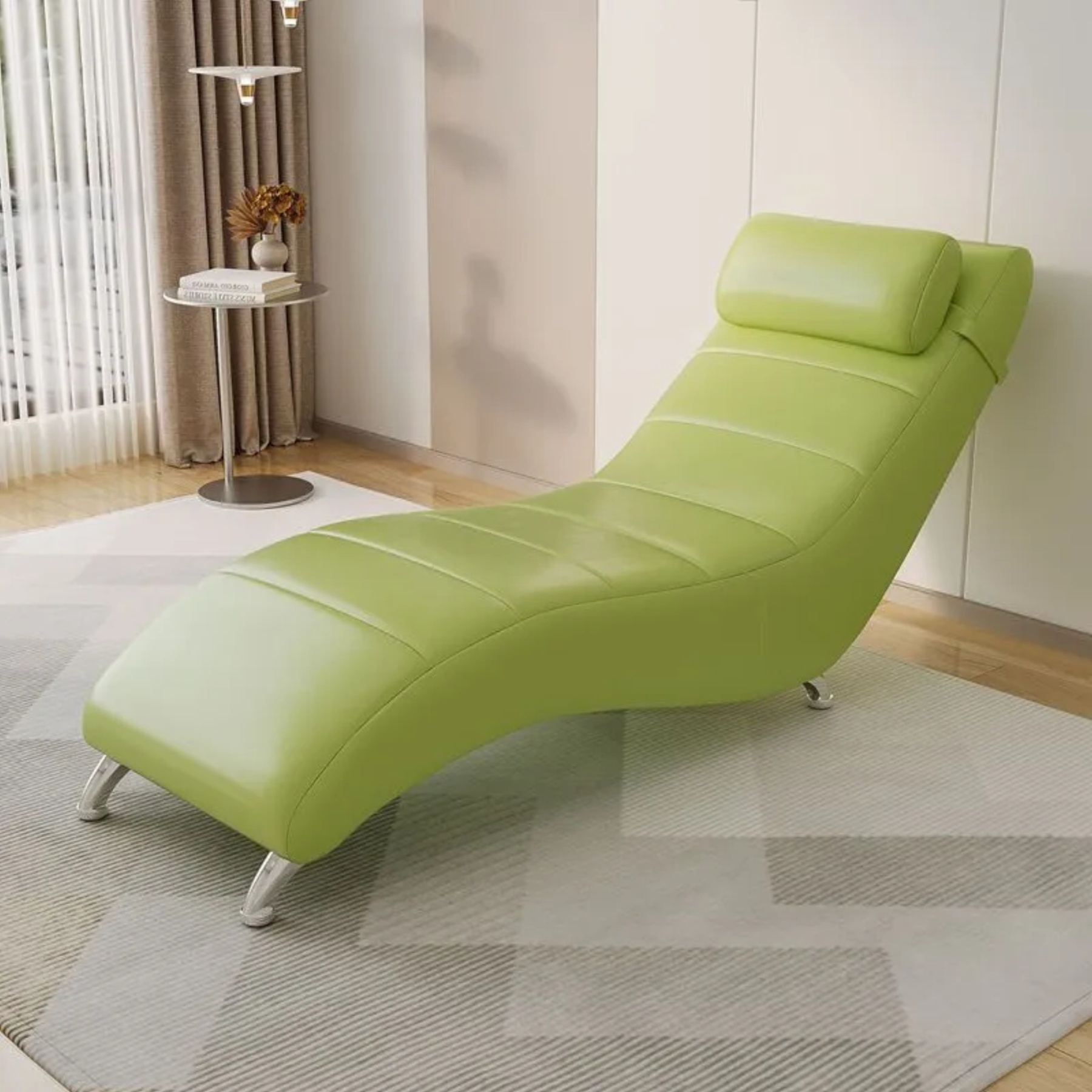 Lighom tech waxed leather recliner for bedroom — Oiled Leather / Light Green
