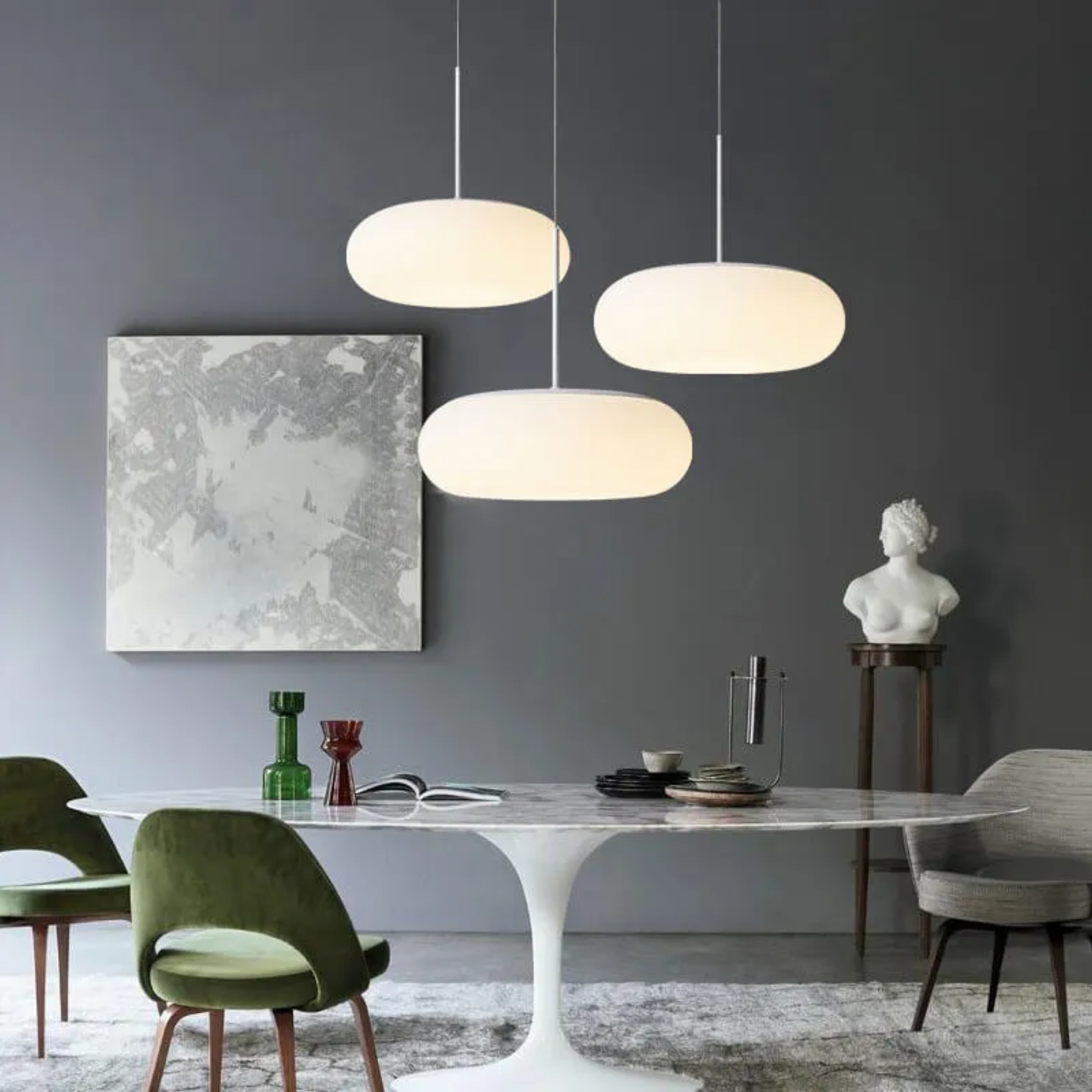 Minimalist drum white pendant lighting — Small (12"H / Warm White (3000K) / 110V-120V (US/CA